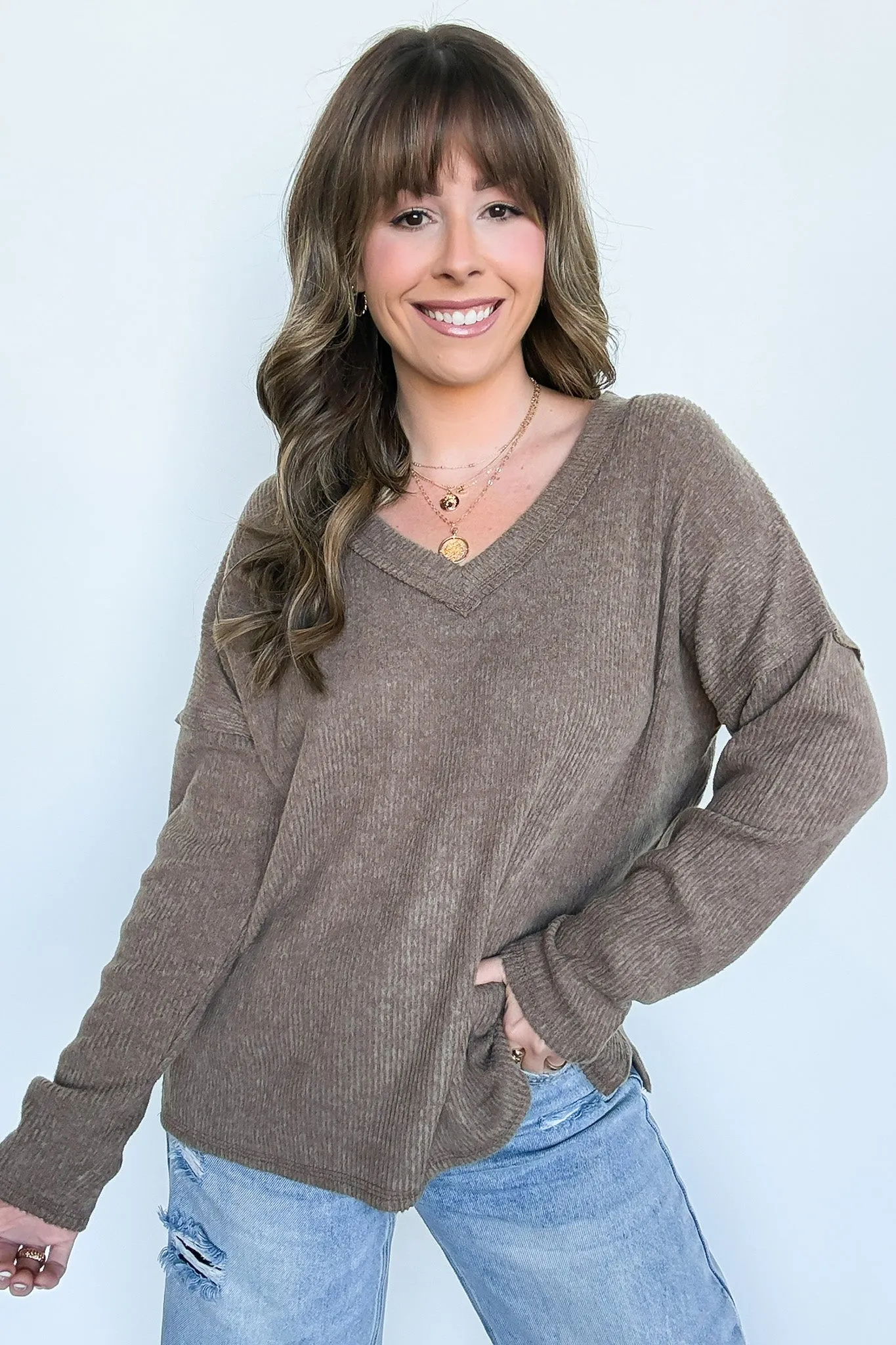 Pure Chill Ribbed V-Neck Top - FINAL SALE