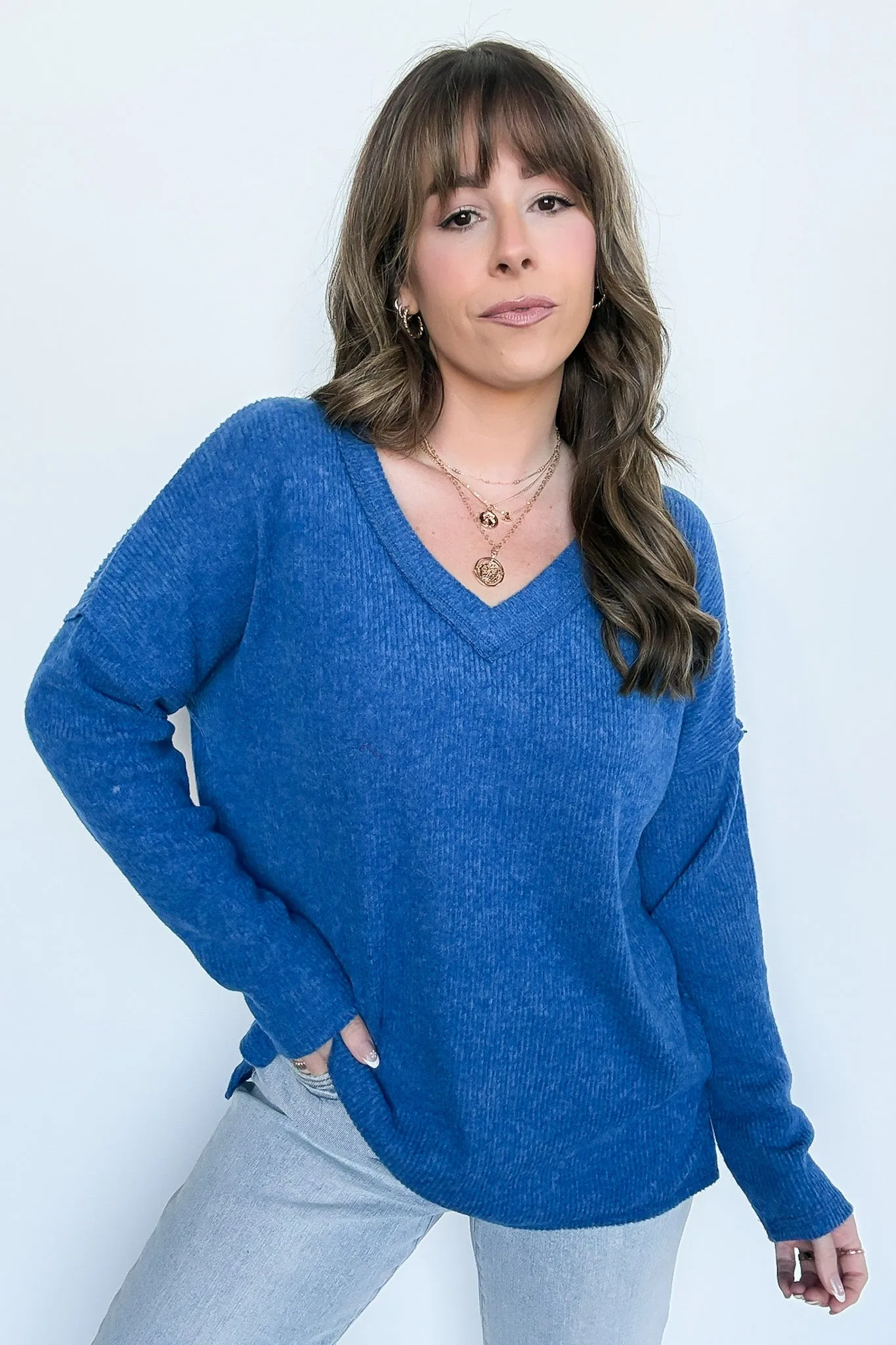 Pure Chill Ribbed V-Neck Top - FINAL SALE