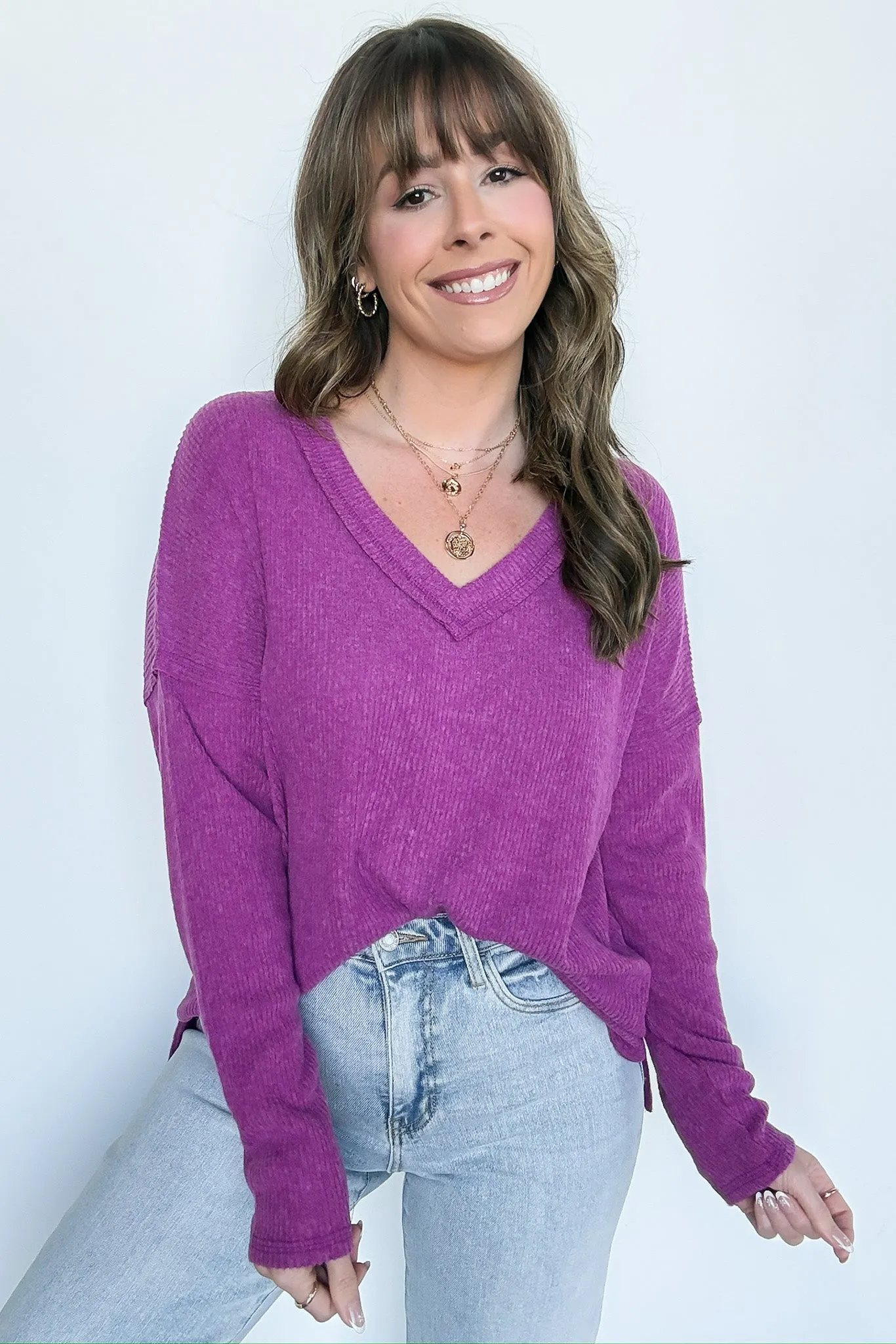 Pure Chill Ribbed V-Neck Top - FINAL SALE