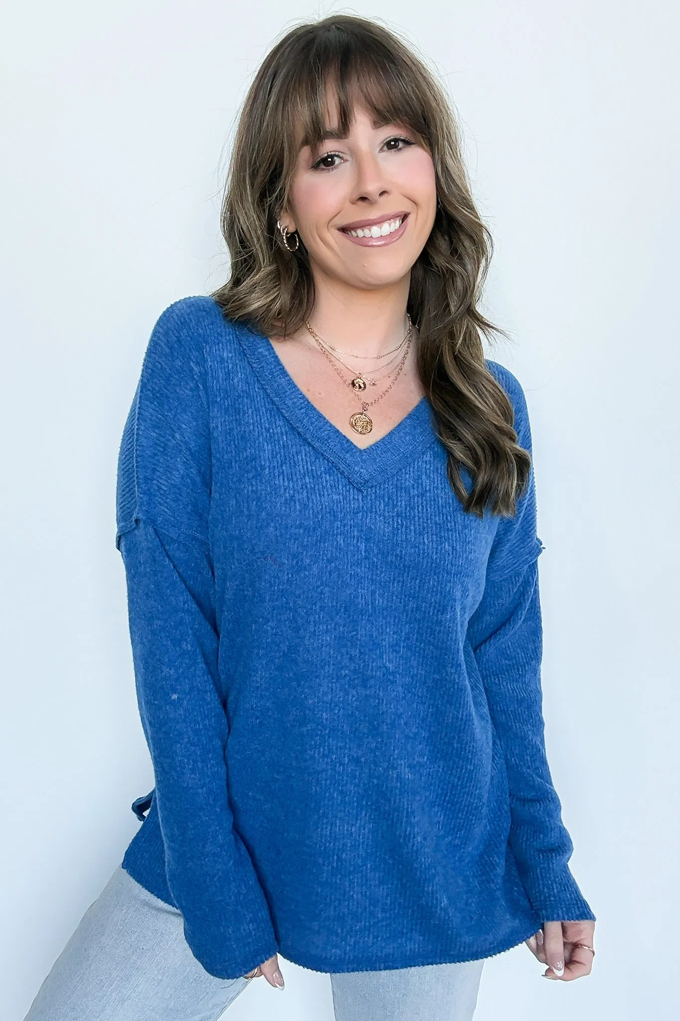 Pure Chill Ribbed V-Neck Top - FINAL SALE