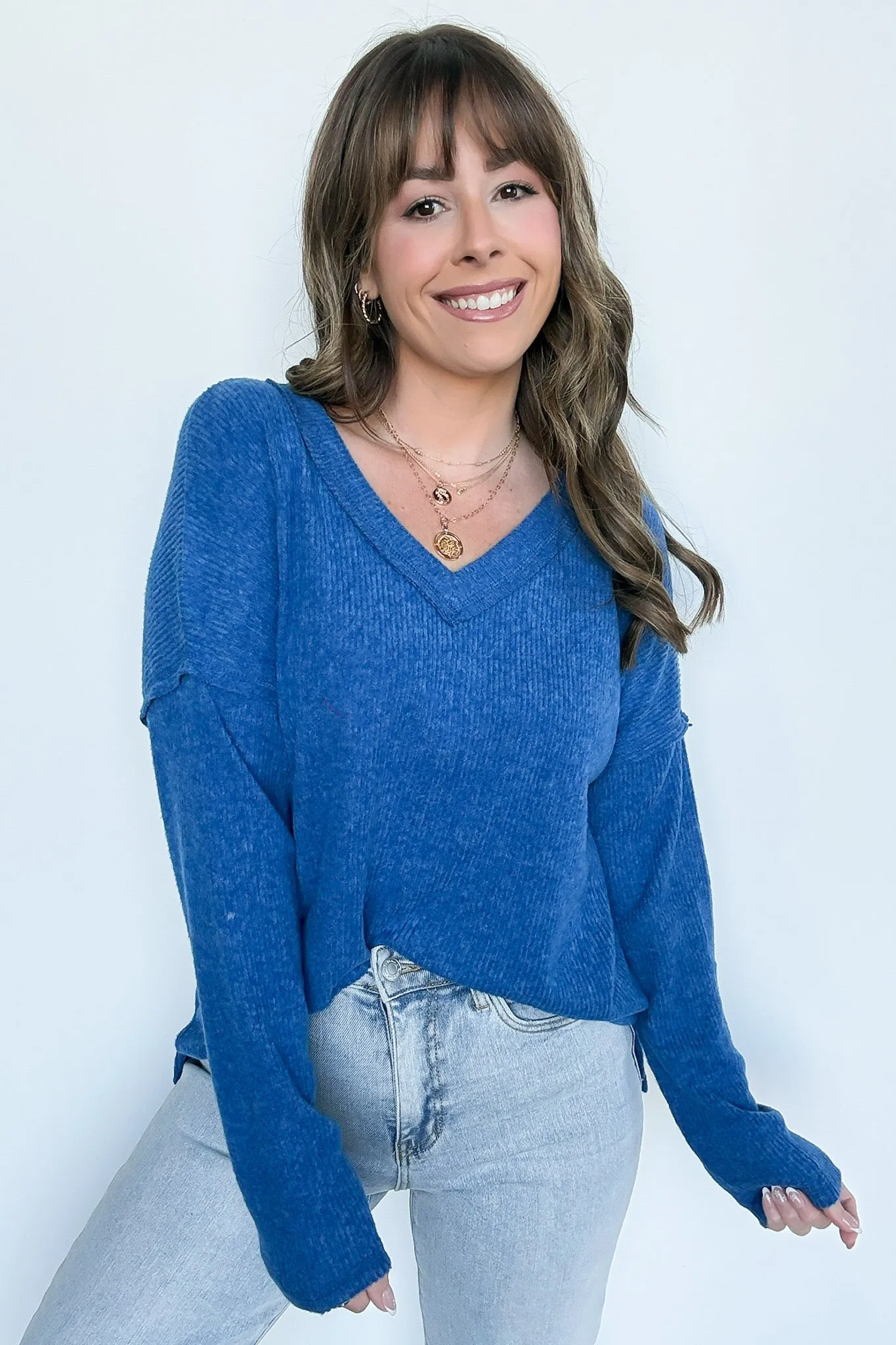 Pure Chill Ribbed V-Neck Top - FINAL SALE