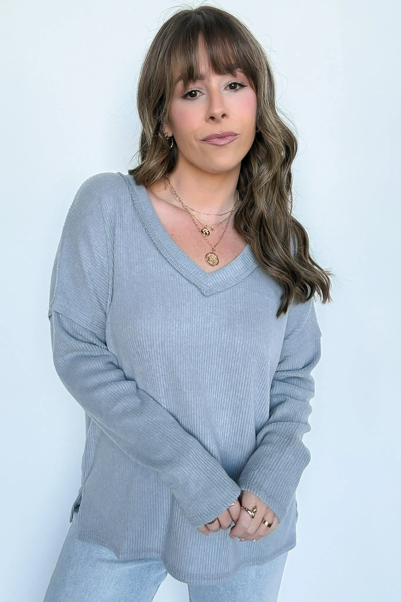 Pure Chill Ribbed V-Neck Top - FINAL SALE