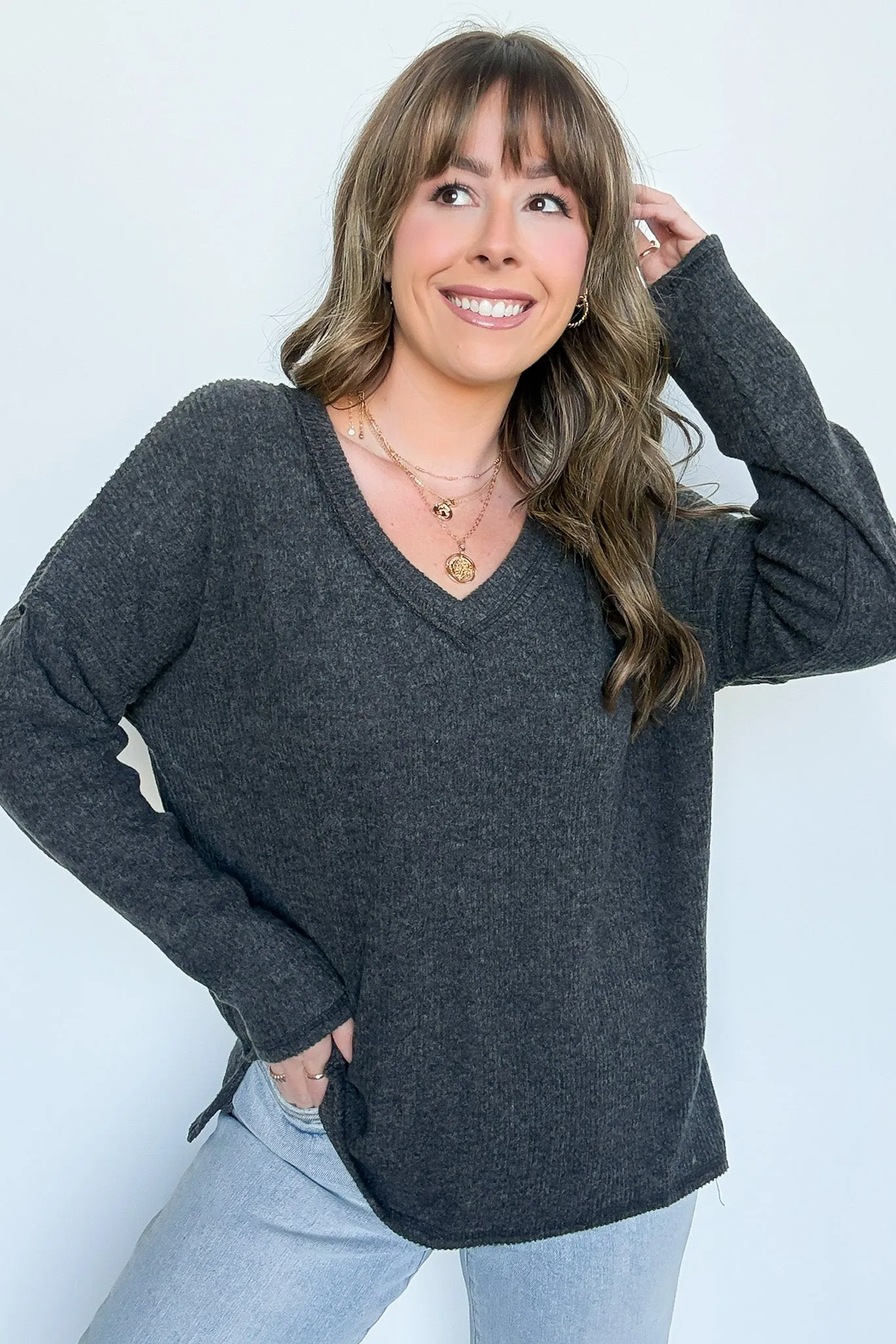 Pure Chill Ribbed V-Neck Top - FINAL SALE