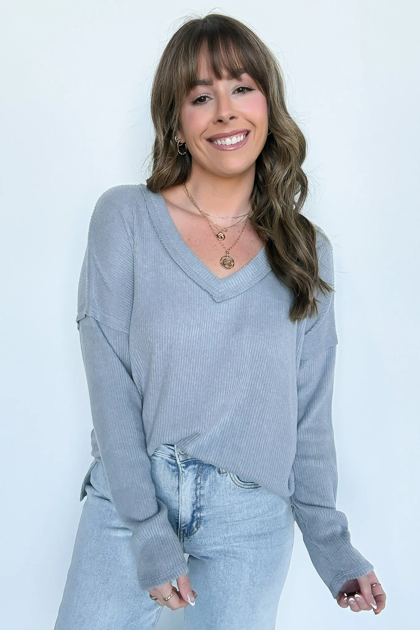 Pure Chill Ribbed V-Neck Top - FINAL SALE