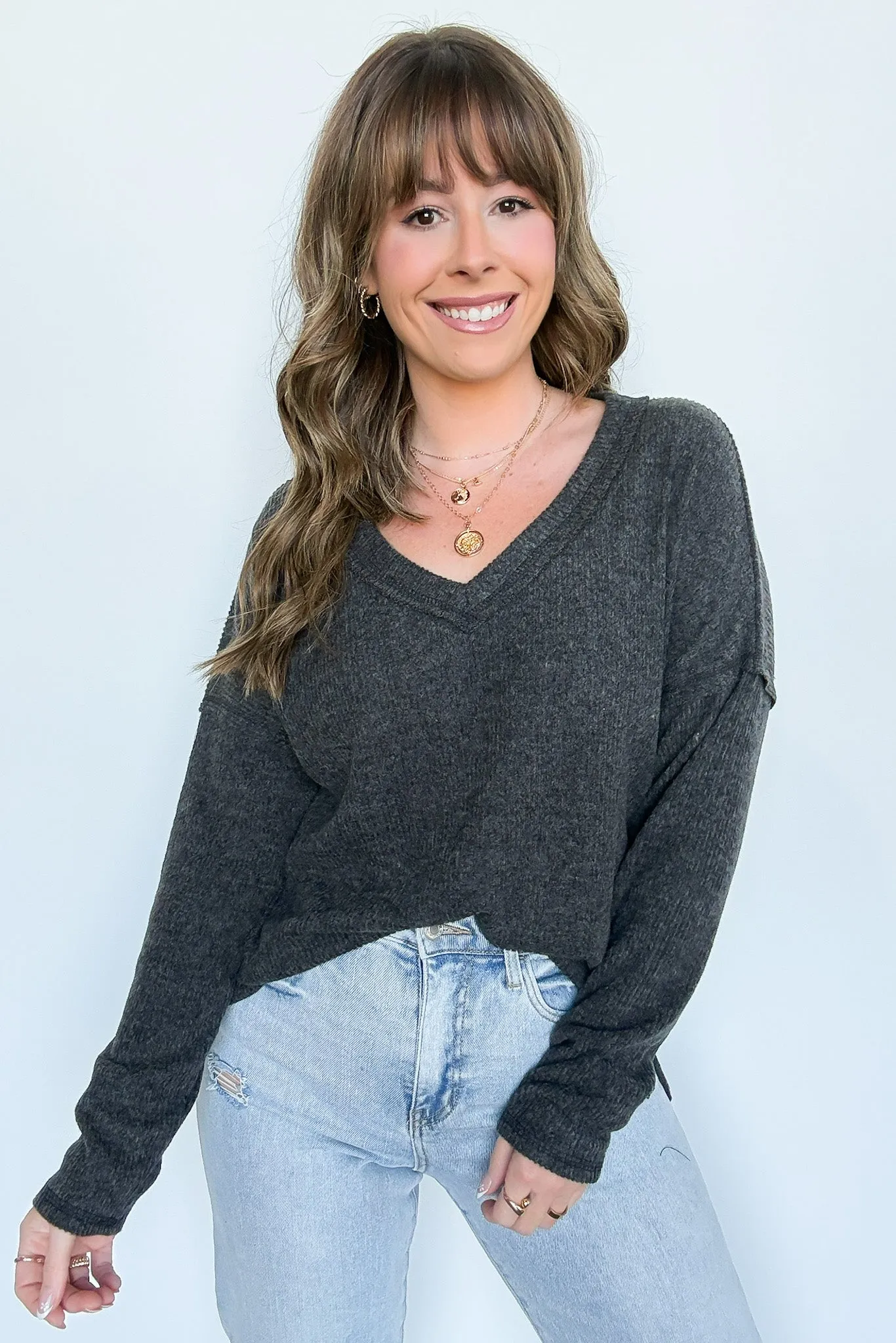 Pure Chill Ribbed V-Neck Top - FINAL SALE