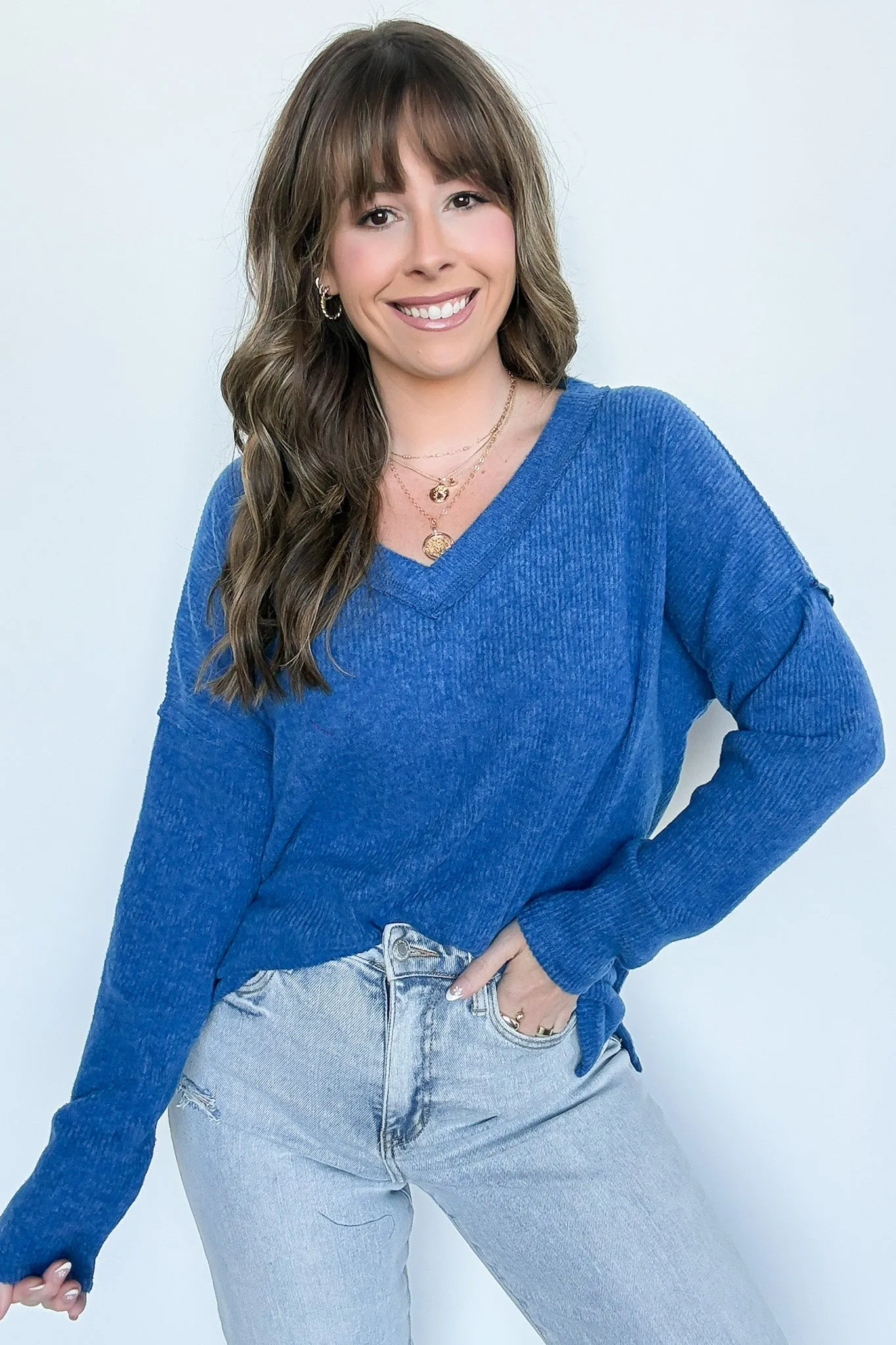 Pure Chill Ribbed V-Neck Top - FINAL SALE