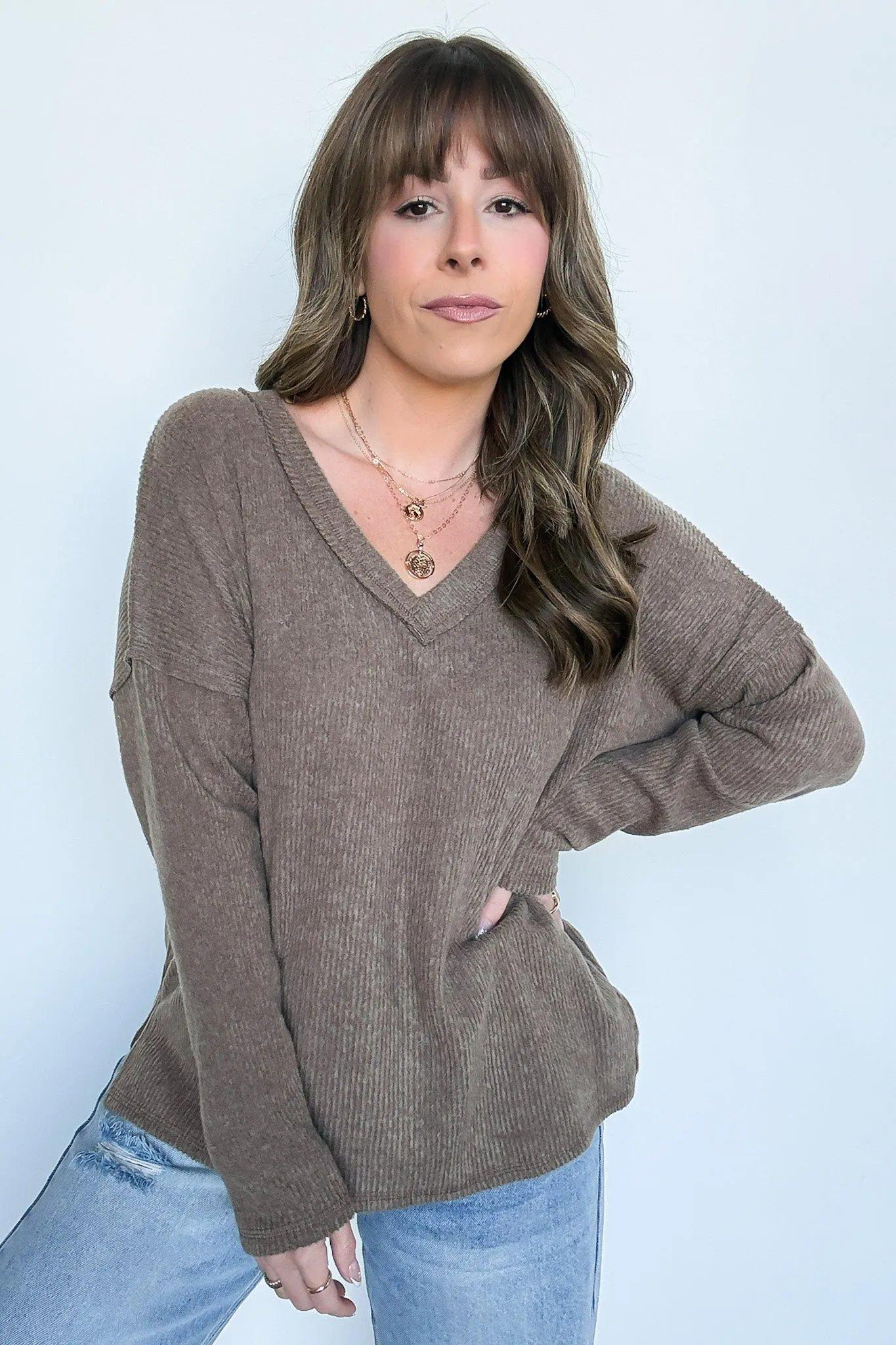 Pure Chill Ribbed V-Neck Top - FINAL SALE