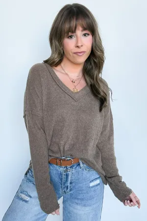 Pure Chill Ribbed V-Neck Top - FINAL SALE