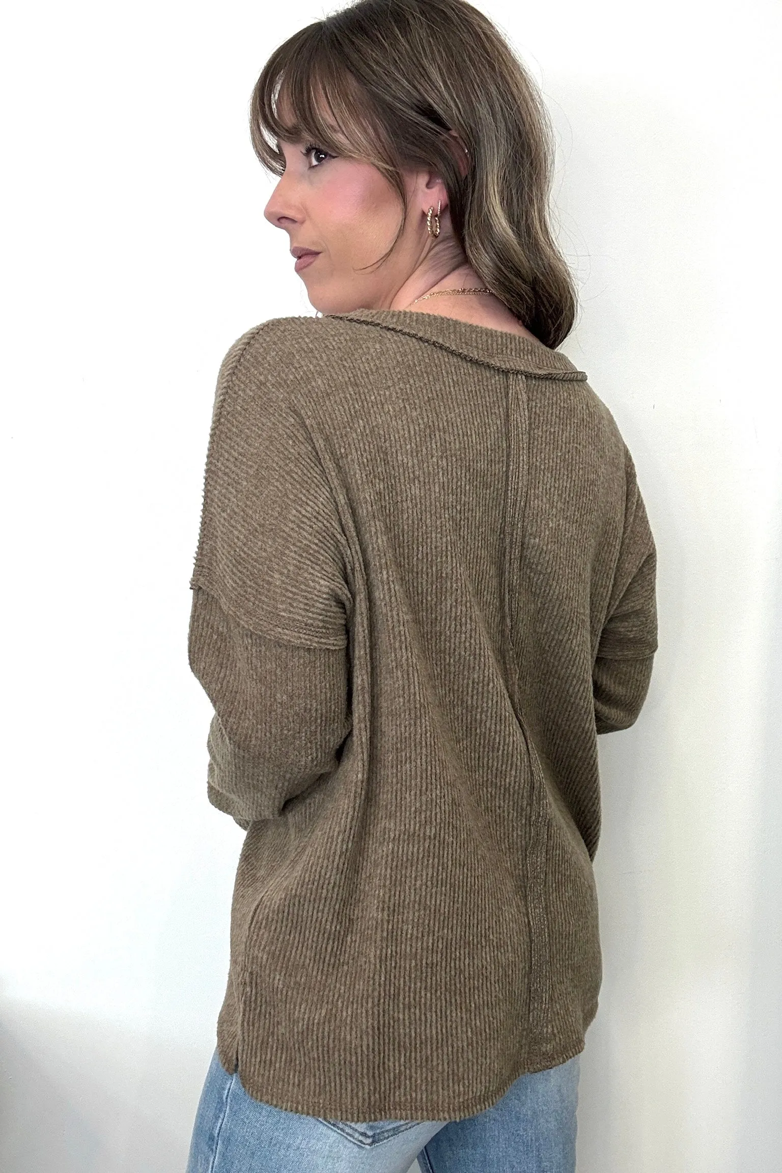 Pure Chill Ribbed V-Neck Top - FINAL SALE