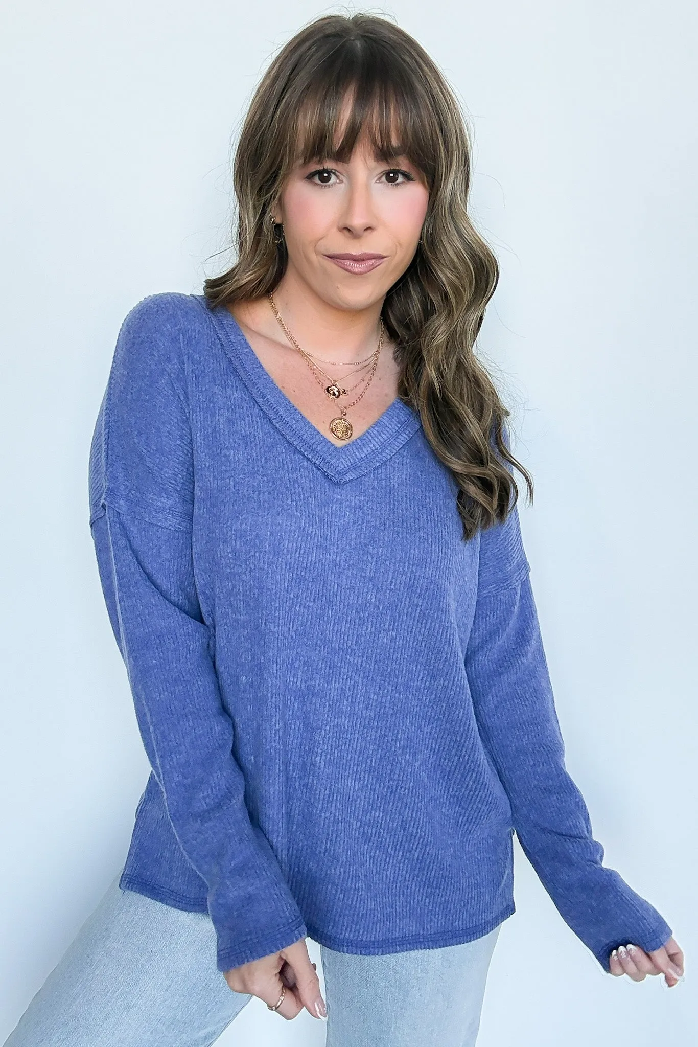 Pure Chill Ribbed V-Neck Top - FINAL SALE