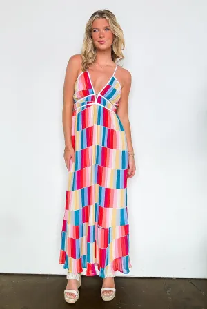 Rainbow Summer Multi Color Maxi Dress