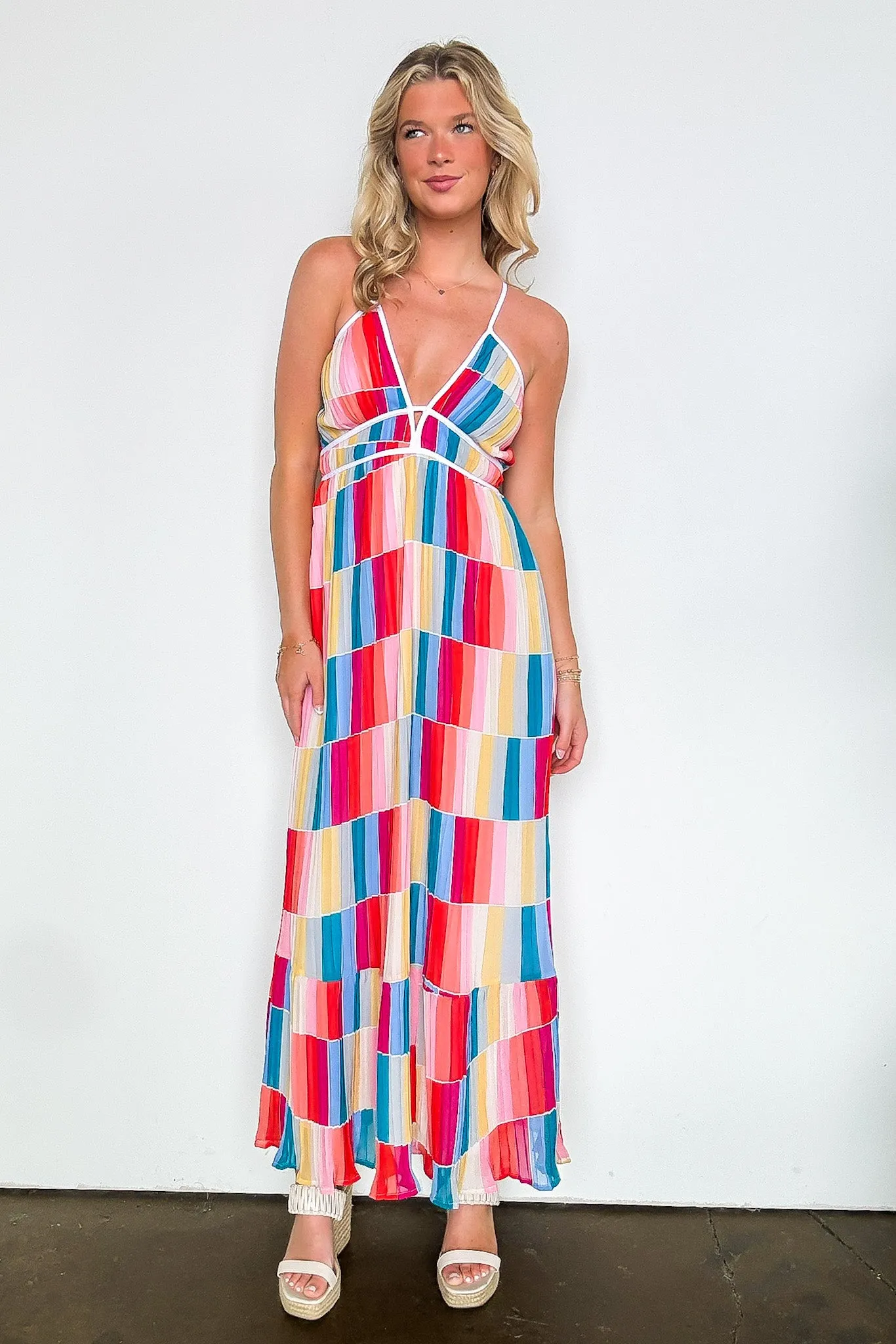Rainbow Summer Multi Color Maxi Dress