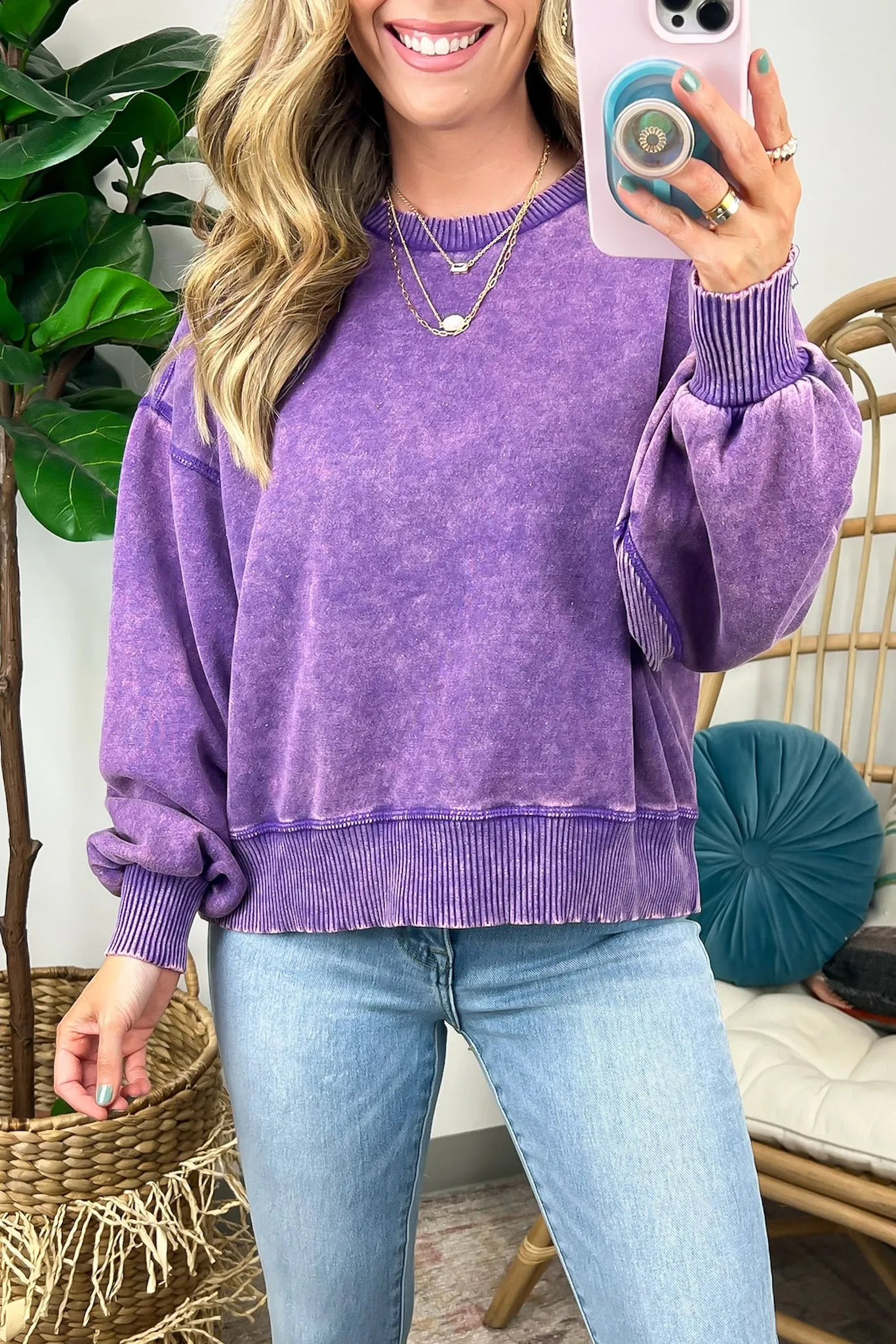 Refined Relaxation Acid Wash Pullover - BACK IN STOCK