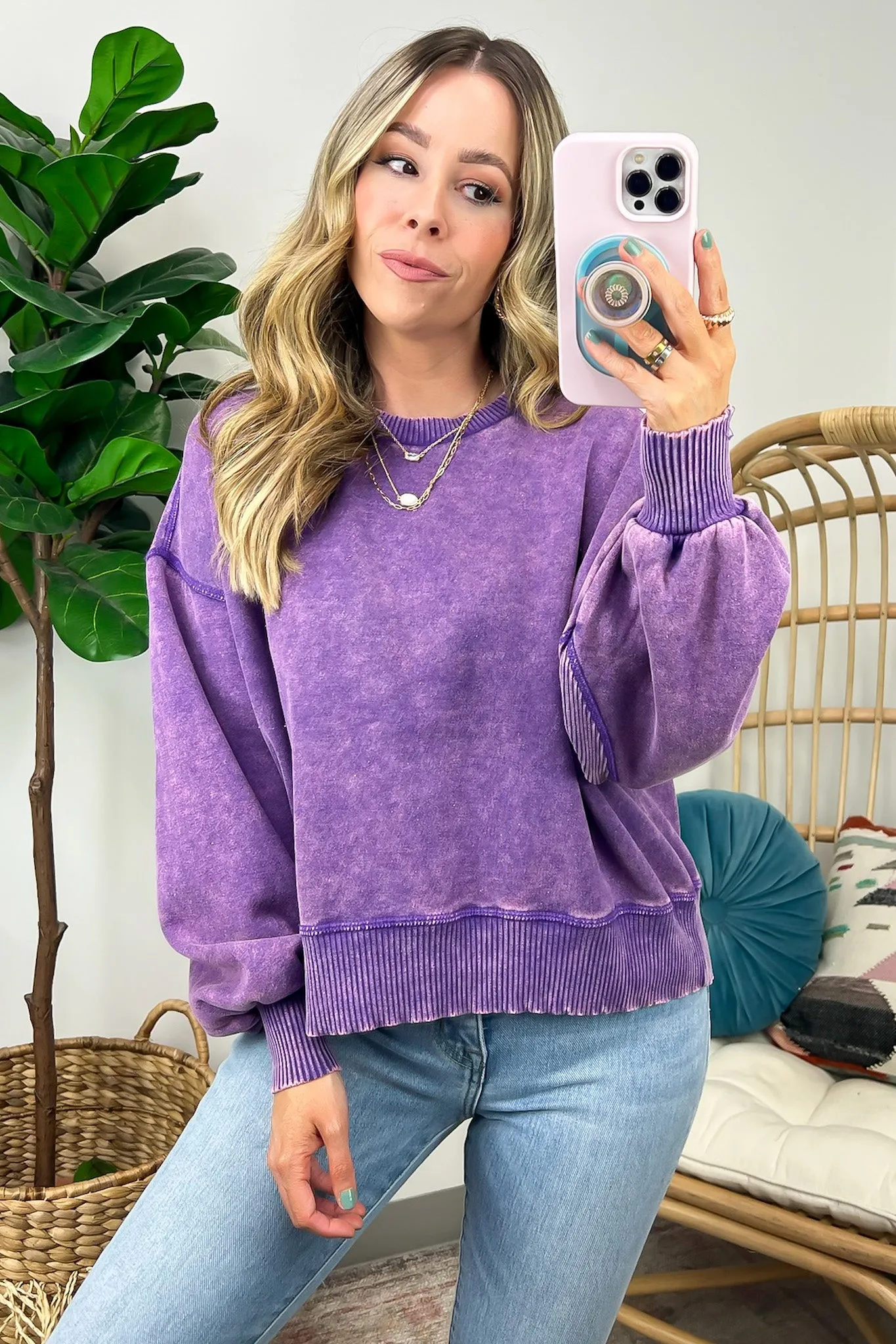 Refined Relaxation Acid Wash Pullover - BACK IN STOCK