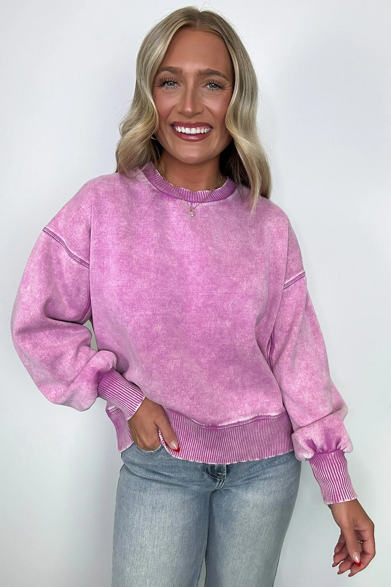 Refined Relaxation Acid Wash Pullover - BACK IN STOCK