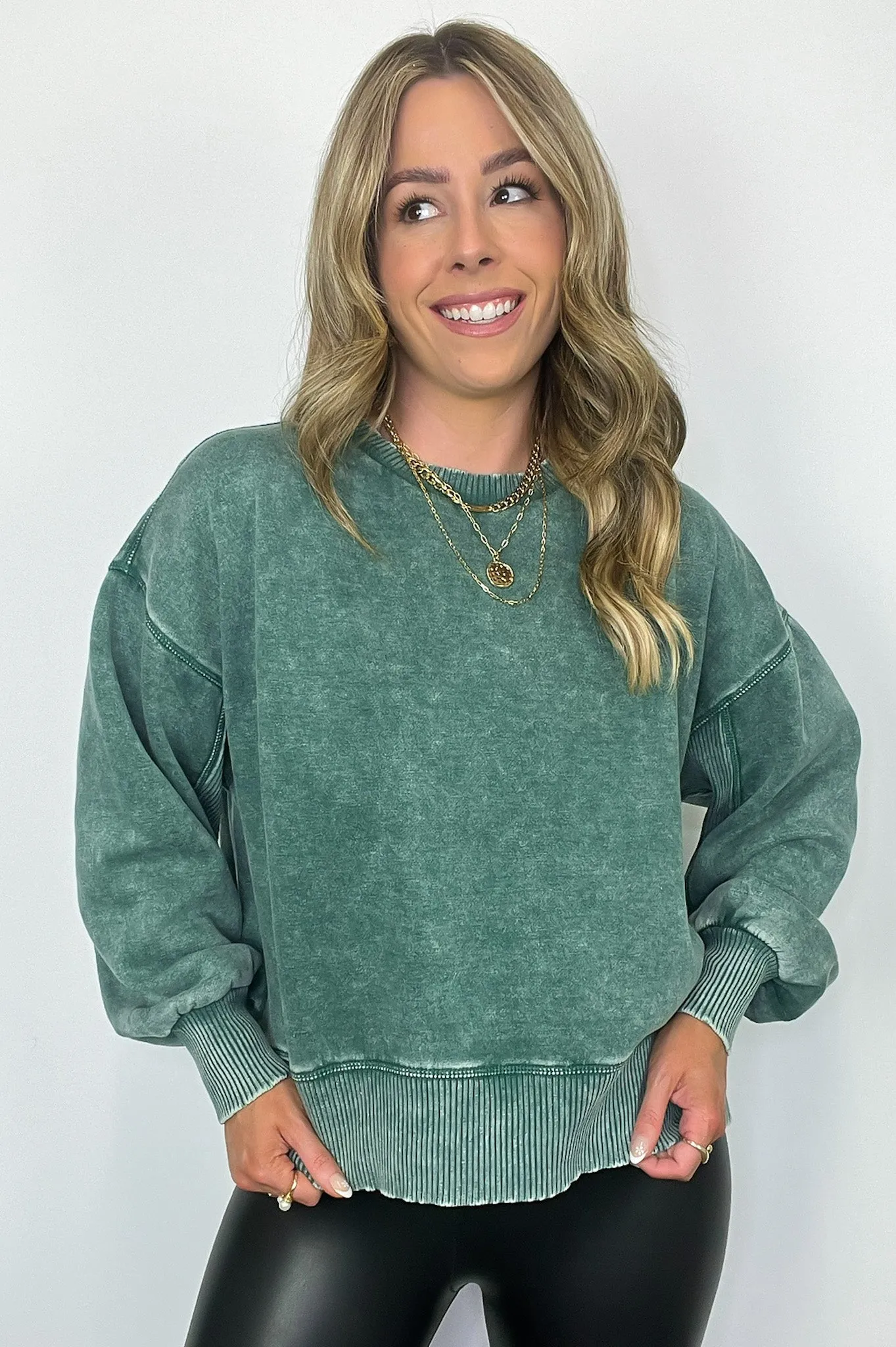 Refined Relaxation Acid Wash Pullover - BACK IN STOCK