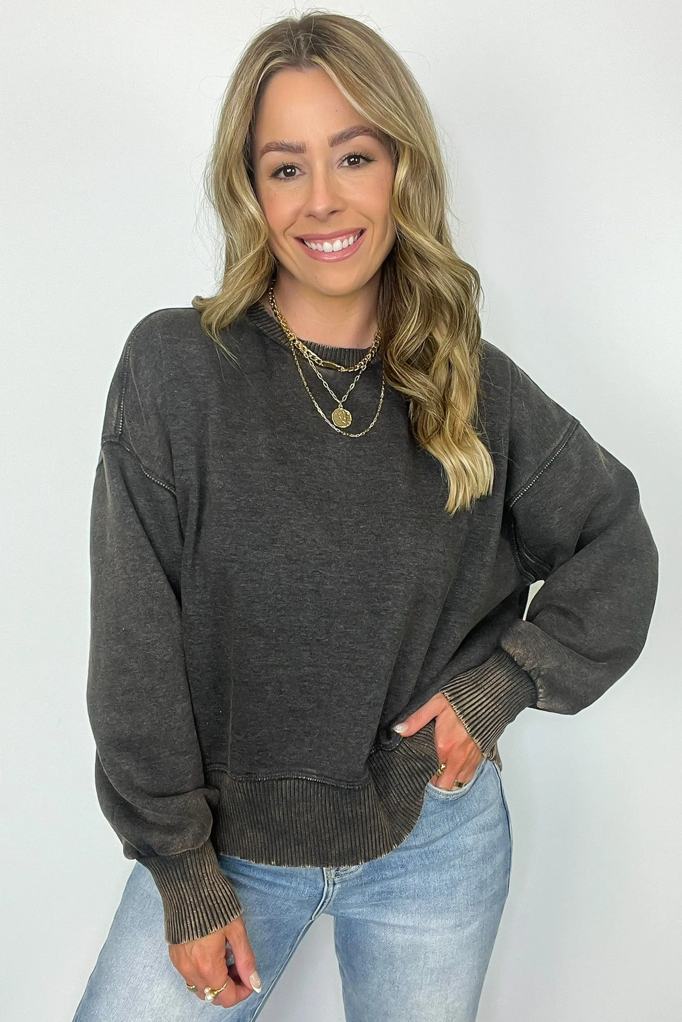 Refined Relaxation Acid Wash Pullover - BACK IN STOCK