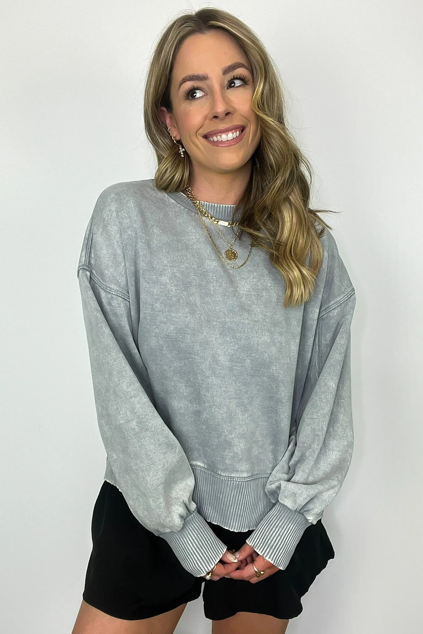 Refined Relaxation Acid Wash Pullover - BACK IN STOCK