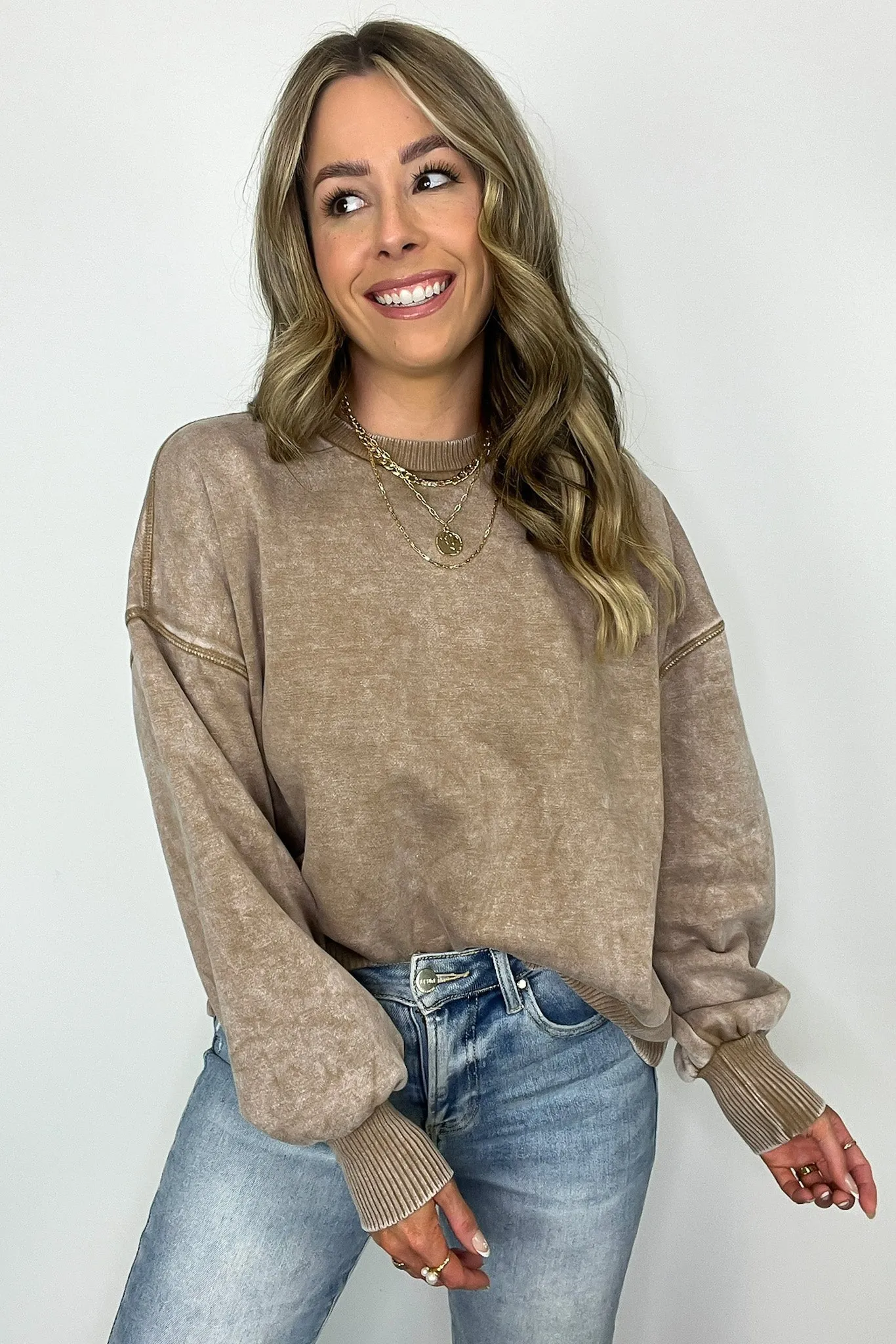 Refined Relaxation Acid Wash Pullover - BACK IN STOCK