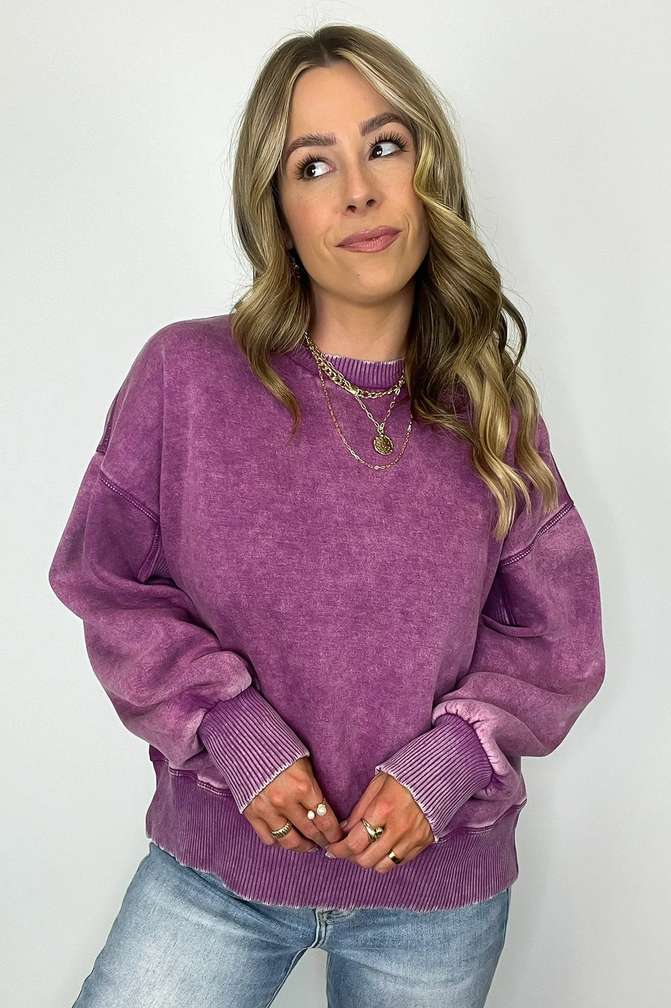 Refined Relaxation Acid Wash Pullover - BACK IN STOCK