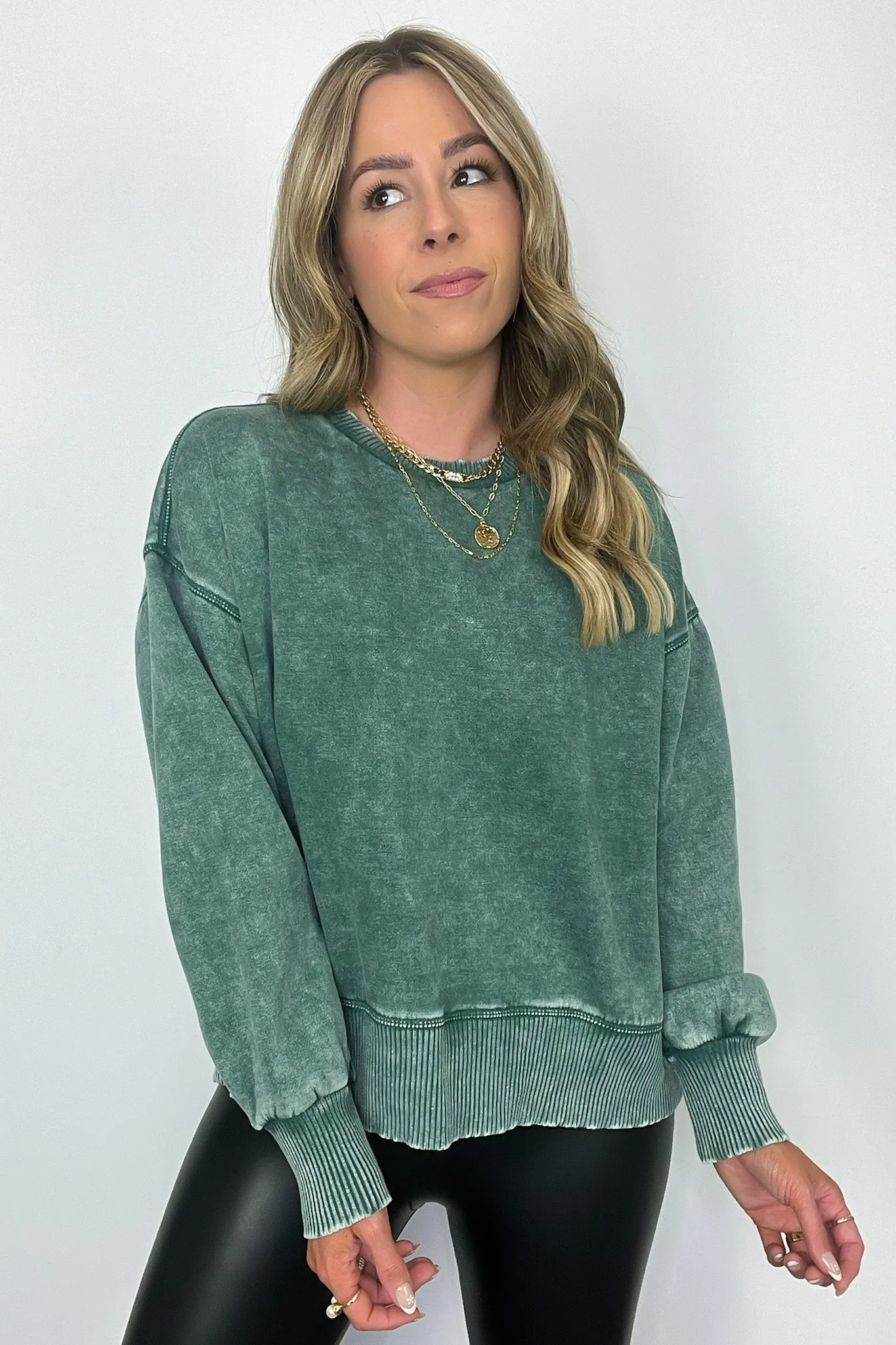 Refined Relaxation Acid Wash Pullover - BACK IN STOCK