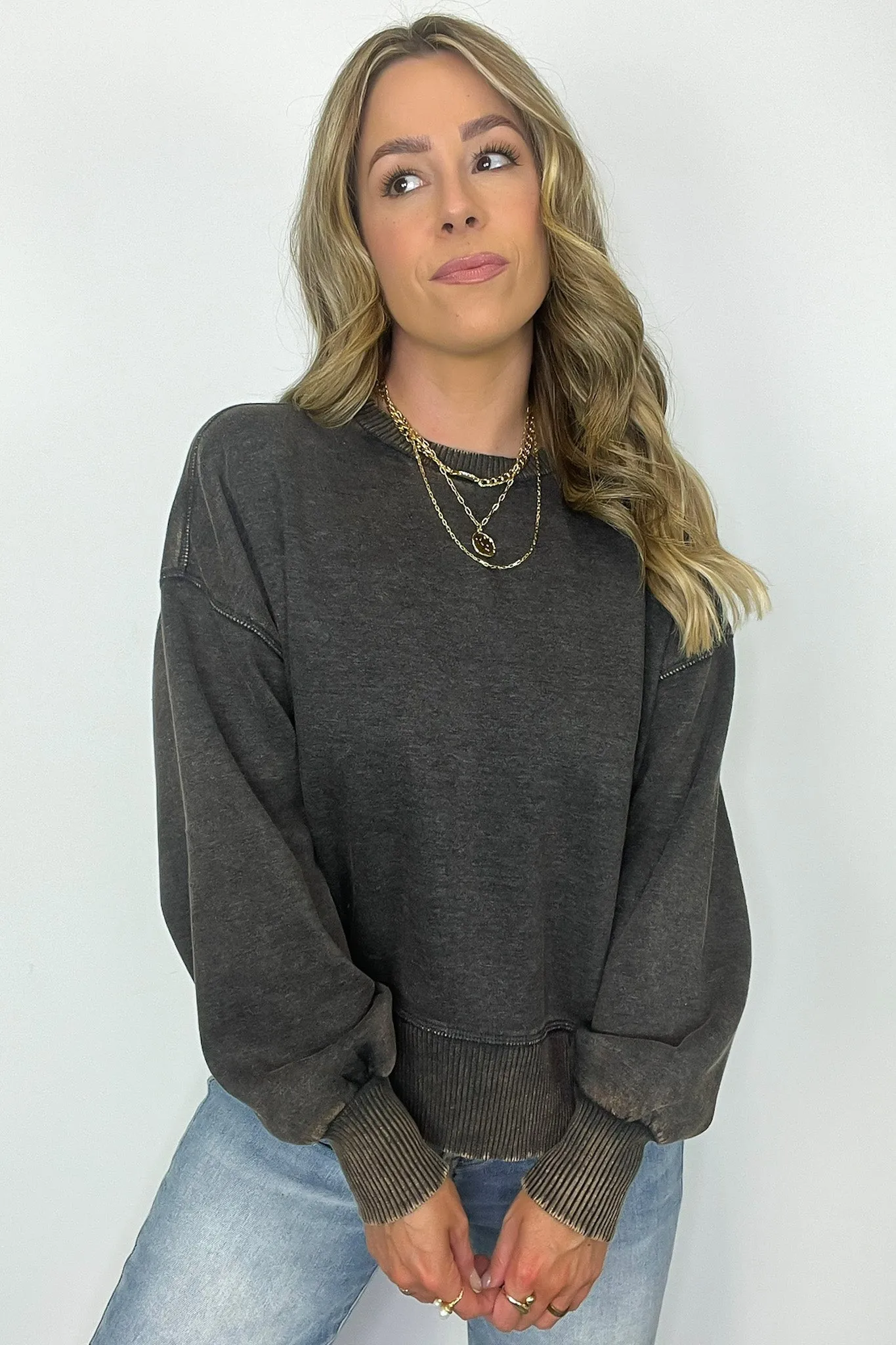 Refined Relaxation Acid Wash Pullover - BACK IN STOCK