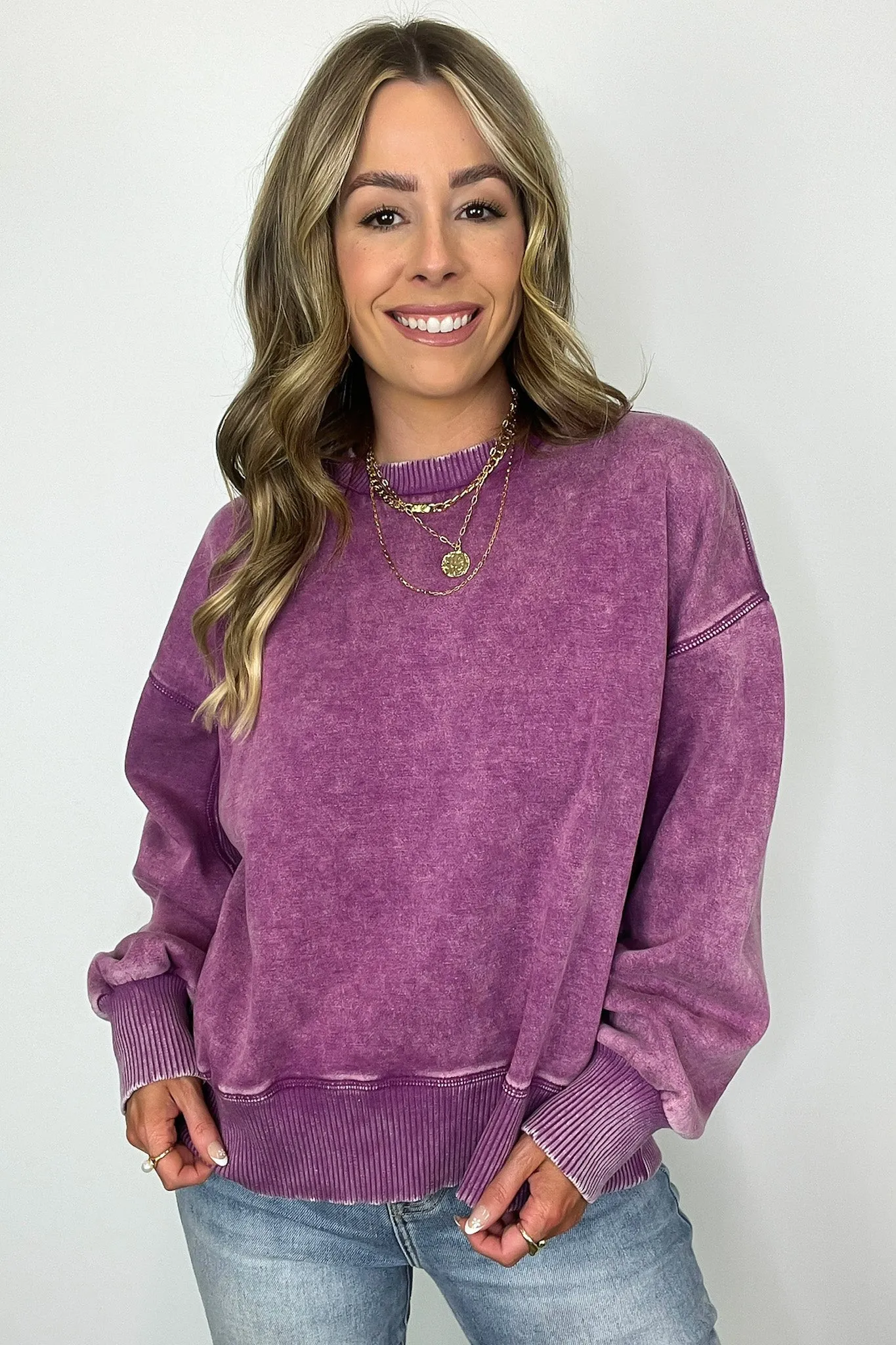 Refined Relaxation Acid Wash Pullover - BACK IN STOCK