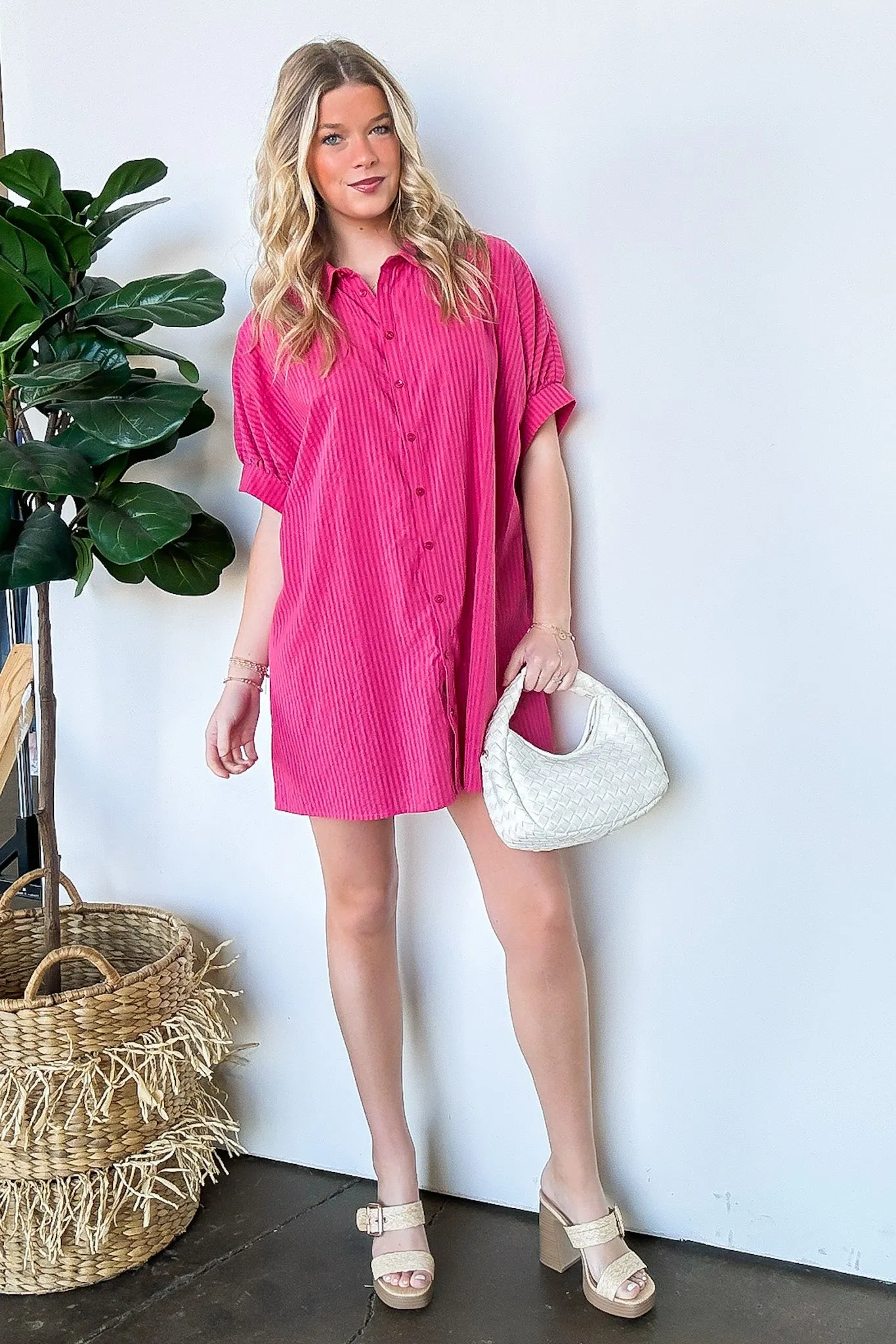 Renna Striped Button Up Shirt Dress