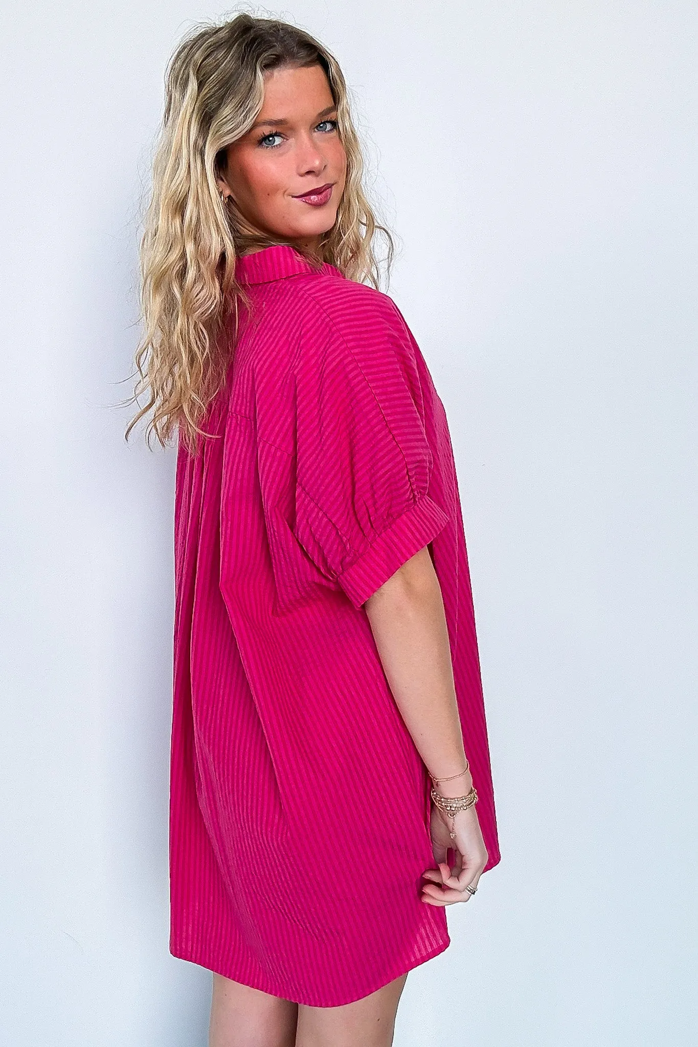 Renna Striped Button Up Shirt Dress