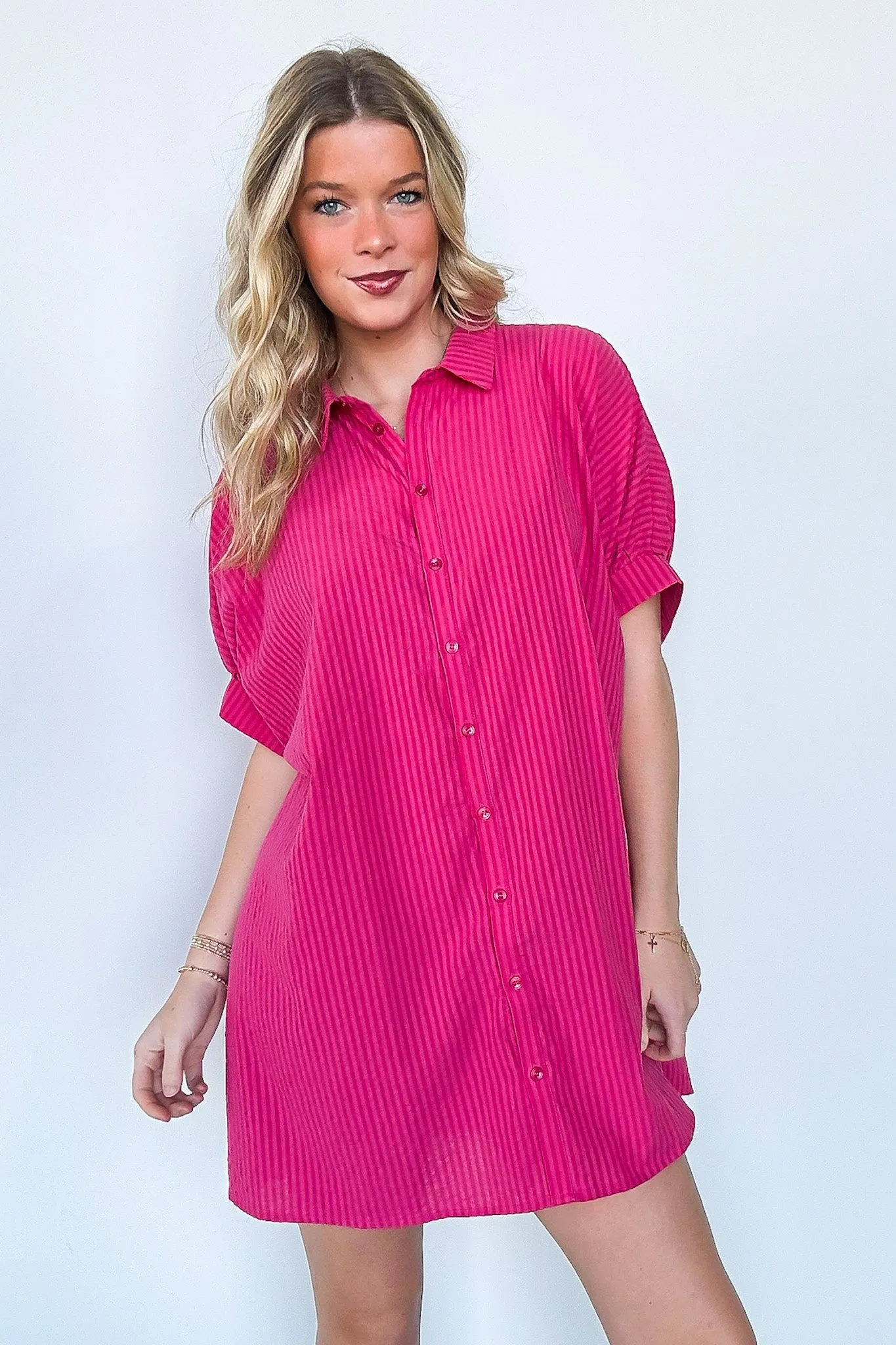 Renna Striped Button Up Shirt Dress