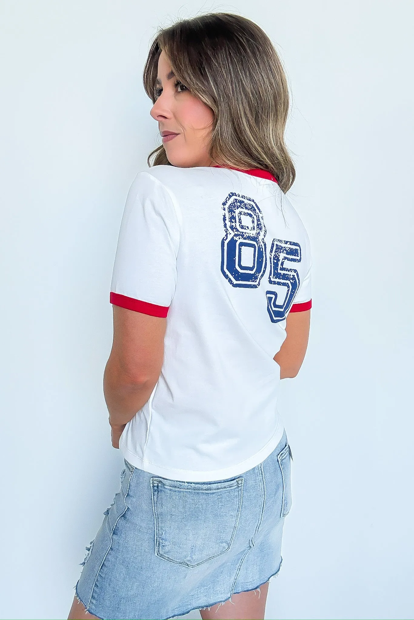 Retro Graphic 85 Ringer Top