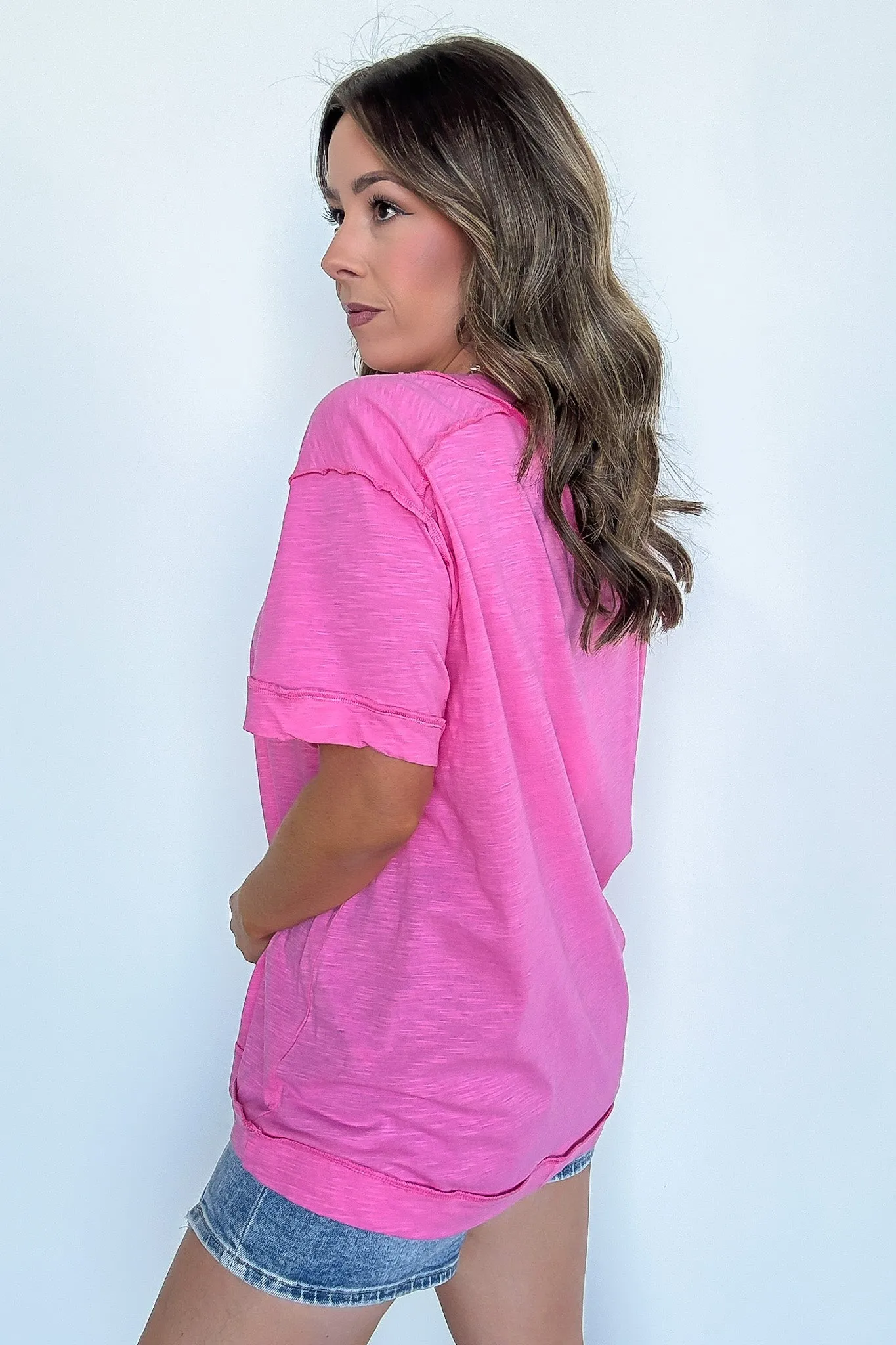 Retro Pop Relaxed V-Neck Short Sleeve Top