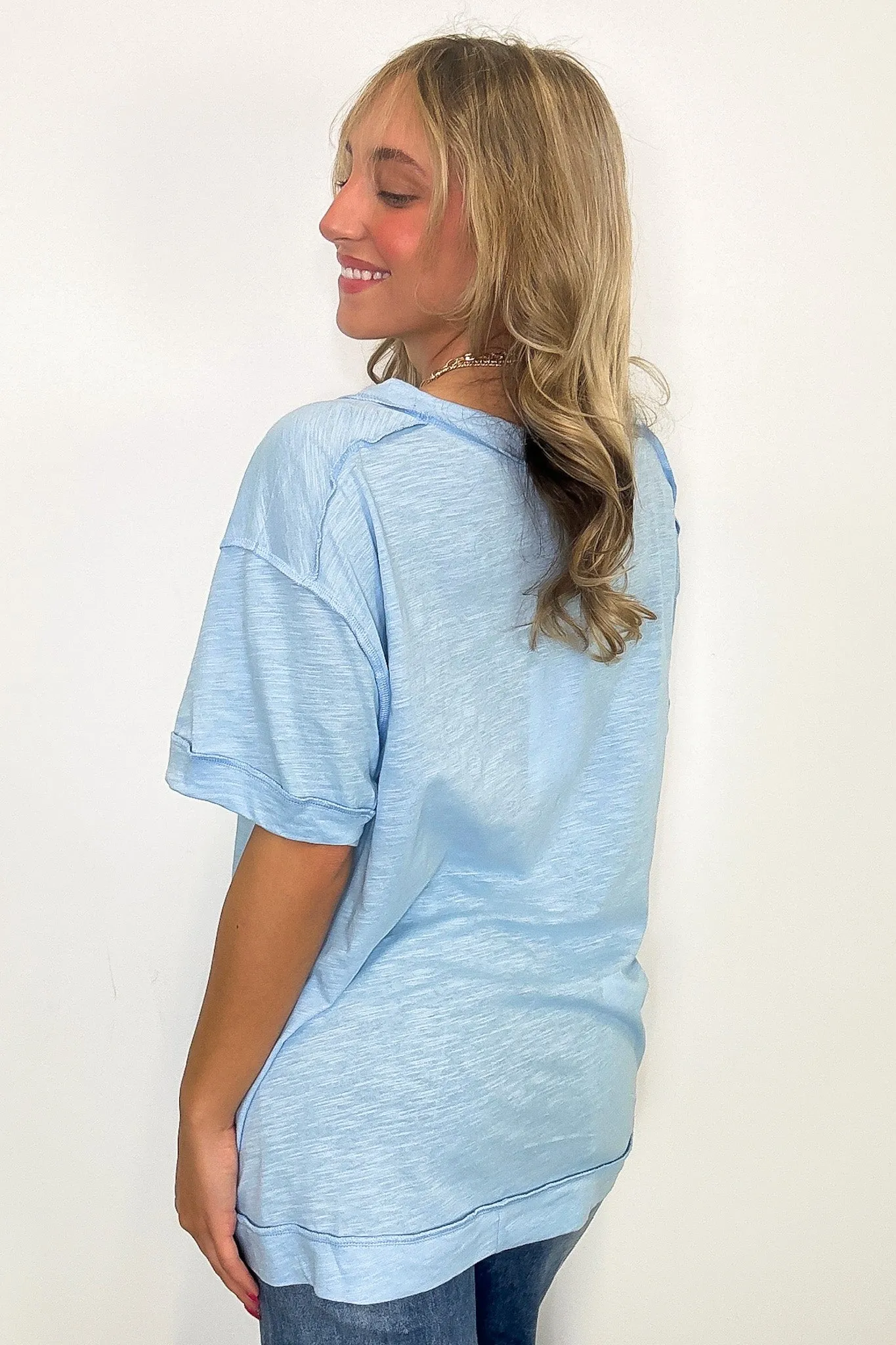 Retro Pop Relaxed V-Neck Short Sleeve Top