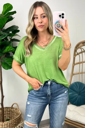 Rezah Mineral Washed V-Neck Top - BACK IN STOCK