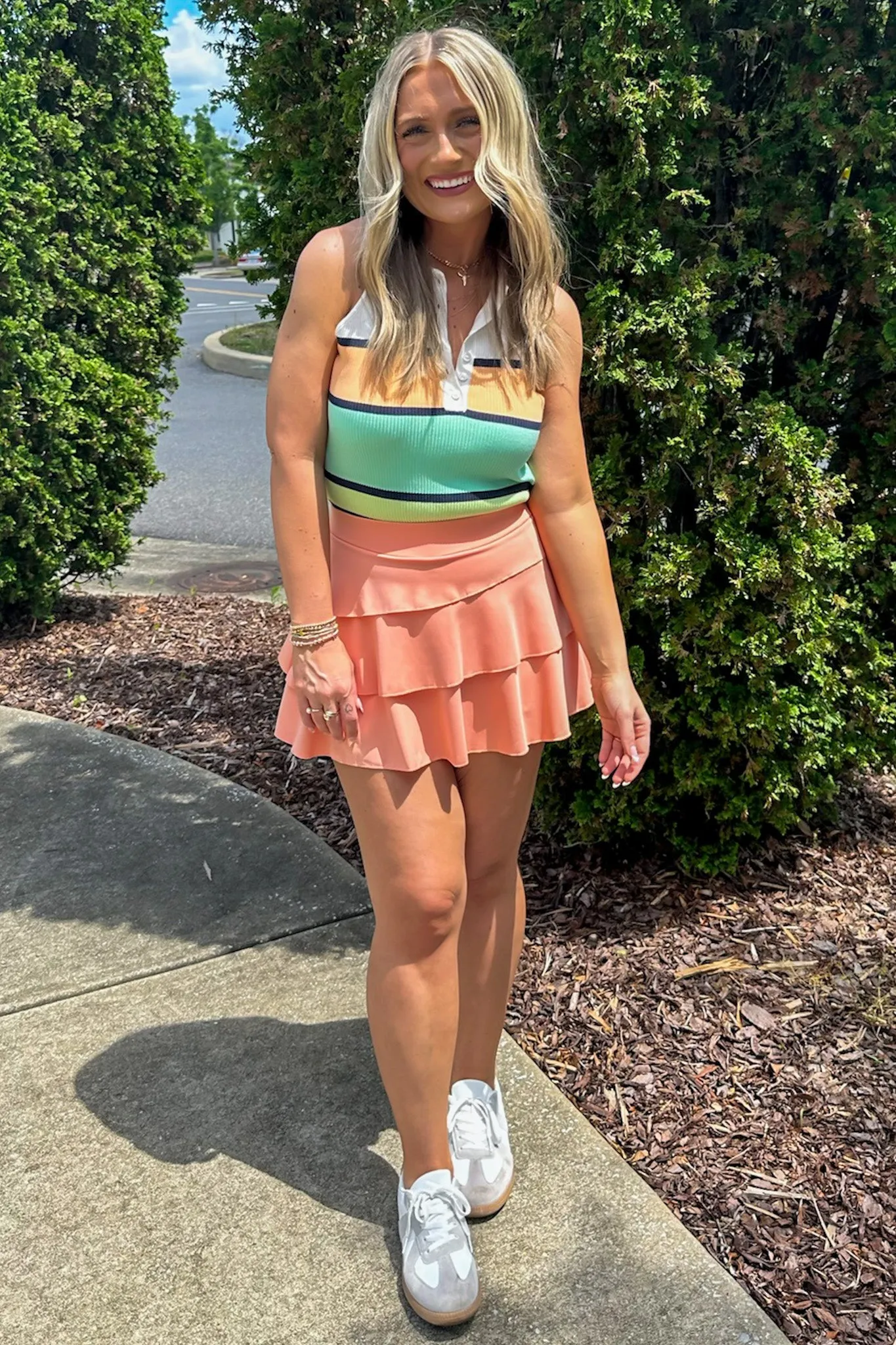 Rhema Color Block Stripe Collared Tank Top - FINAL SALE