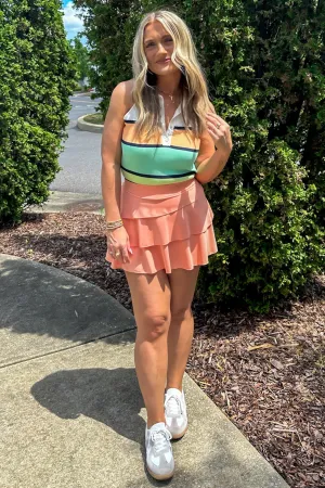 Rhema Color Block Stripe Collared Tank Top - FINAL SALE