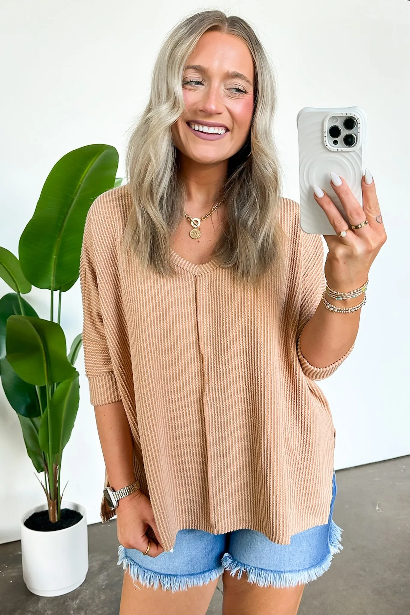 Rhysa Textured Knit V-Neck Top - BACK IN STOCK