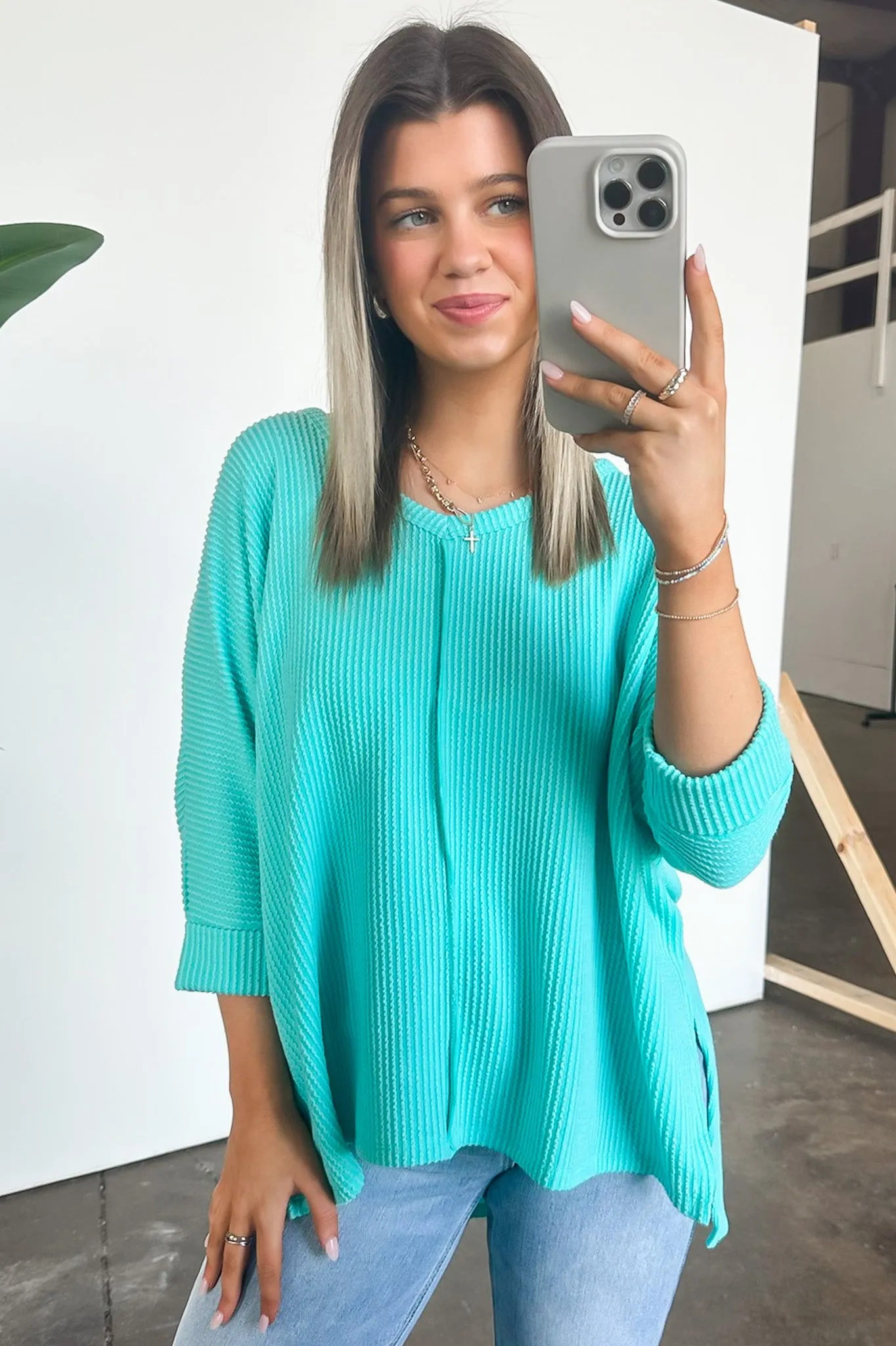 Rhysa Textured Knit V-Neck Top - BACK IN STOCK
