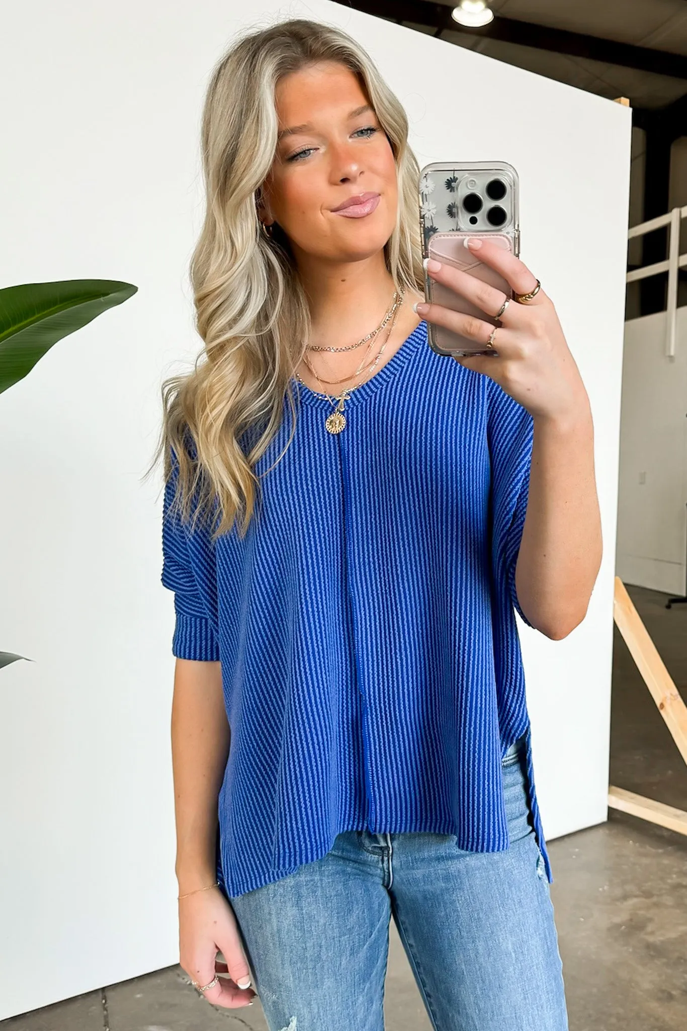 Rhysa Textured Knit V-Neck Top - BACK IN STOCK