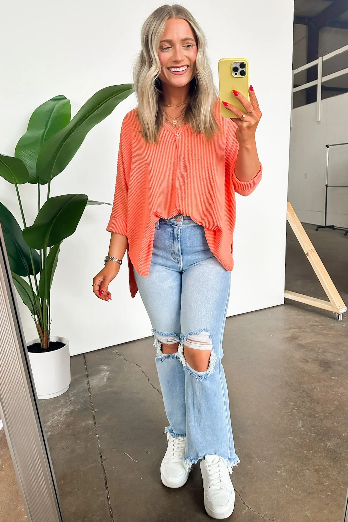 Rhysa Textured Knit V-Neck Top - BACK IN STOCK