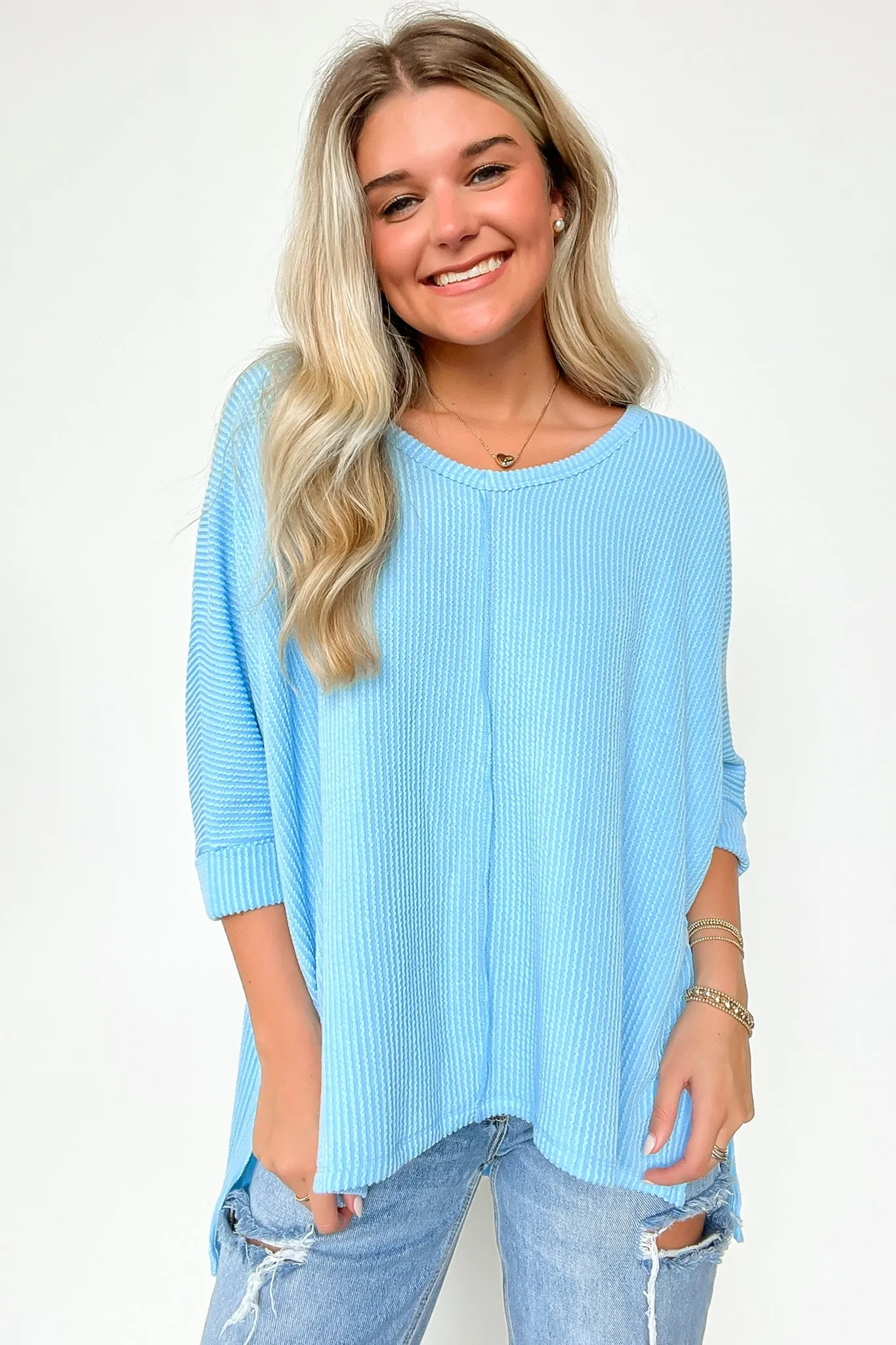 Rhysa Textured Knit V-Neck Top - BACK IN STOCK