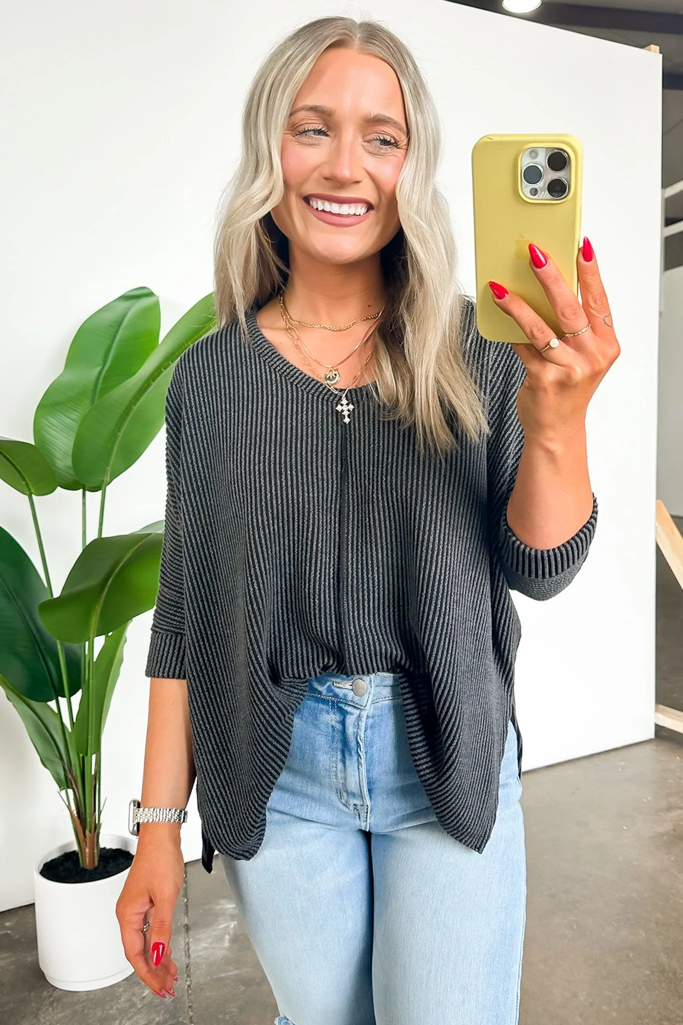 Rhysa Textured Knit V-Neck Top - BACK IN STOCK