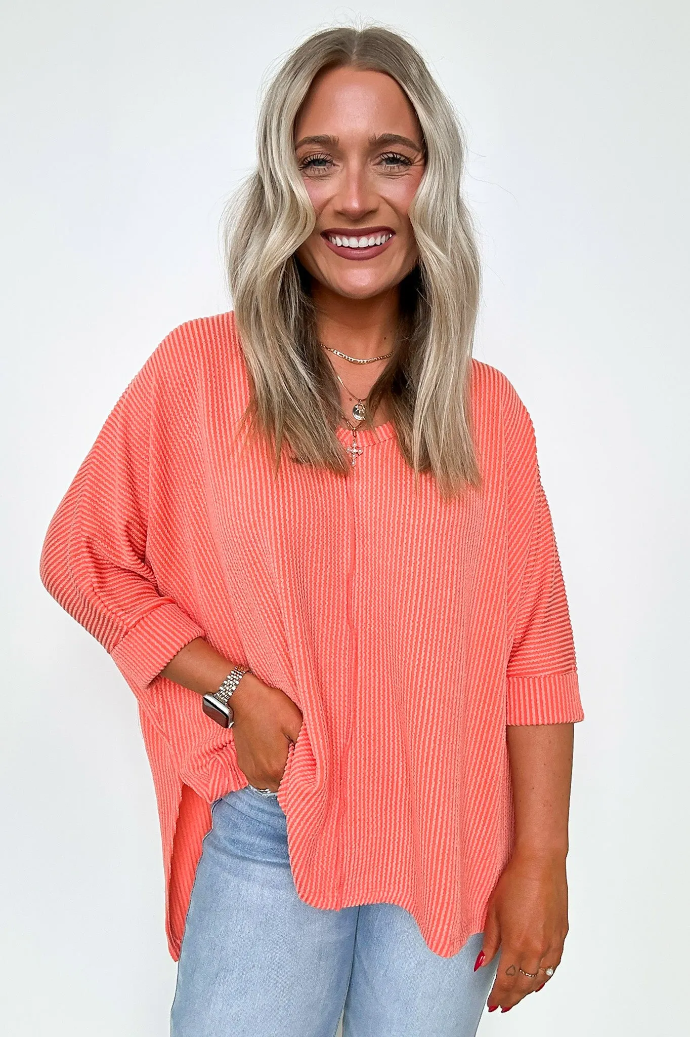 Rhysa Textured Knit V-Neck Top - BACK IN STOCK