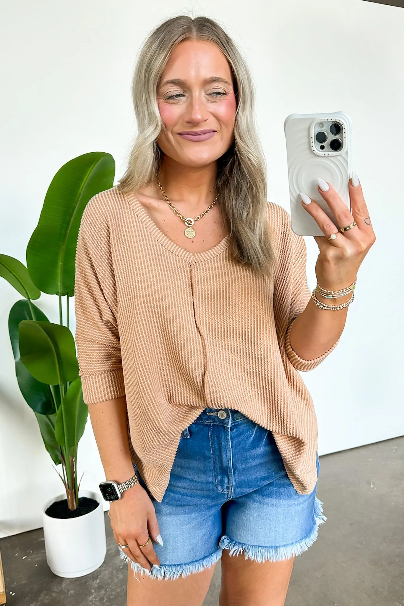 Rhysa Textured Knit V-Neck Top - BACK IN STOCK