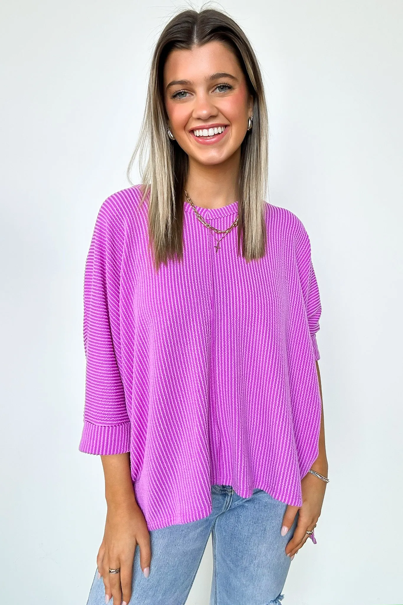 Rhysa Textured Knit V-Neck Top - BACK IN STOCK