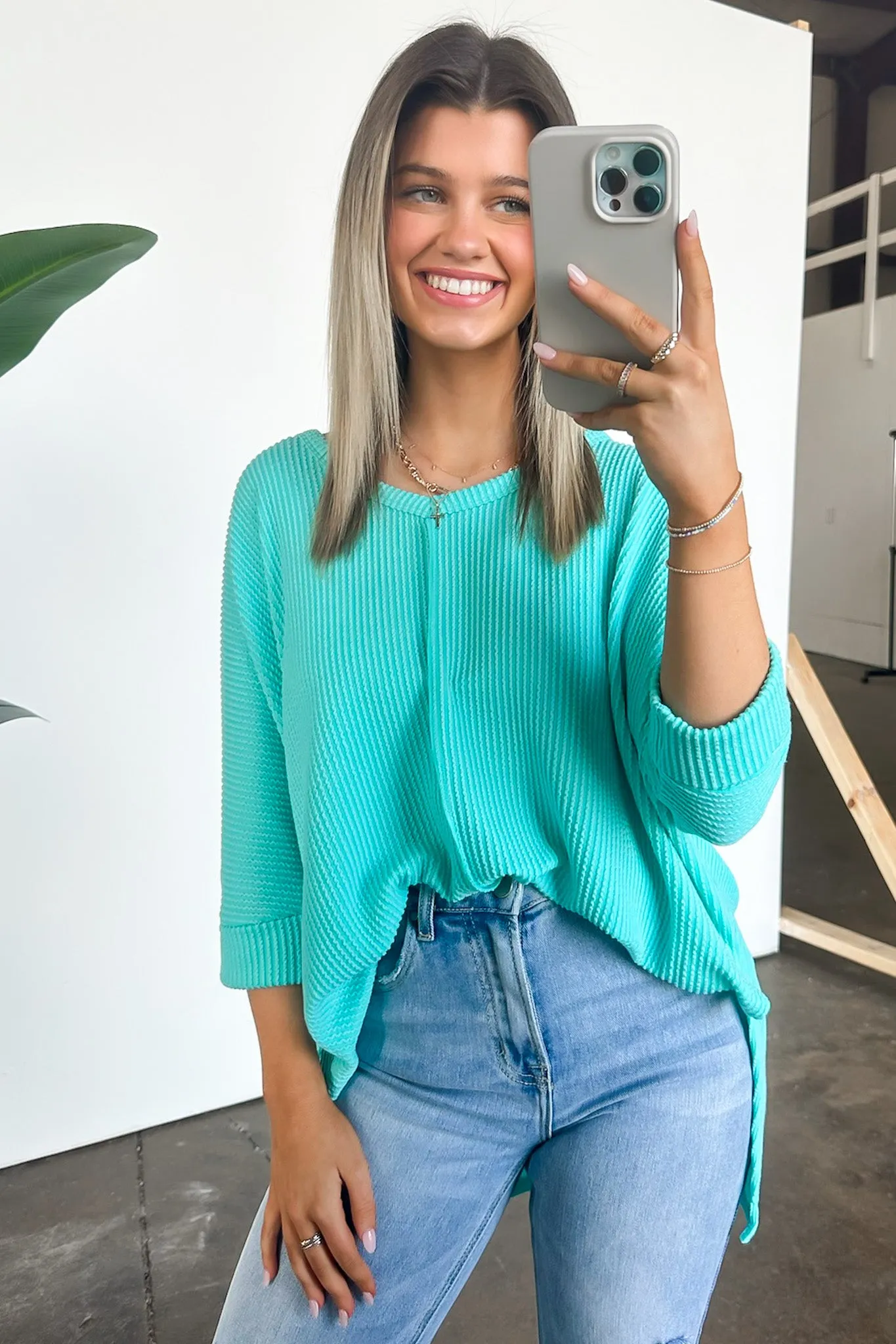Rhysa Textured Knit V-Neck Top - BACK IN STOCK