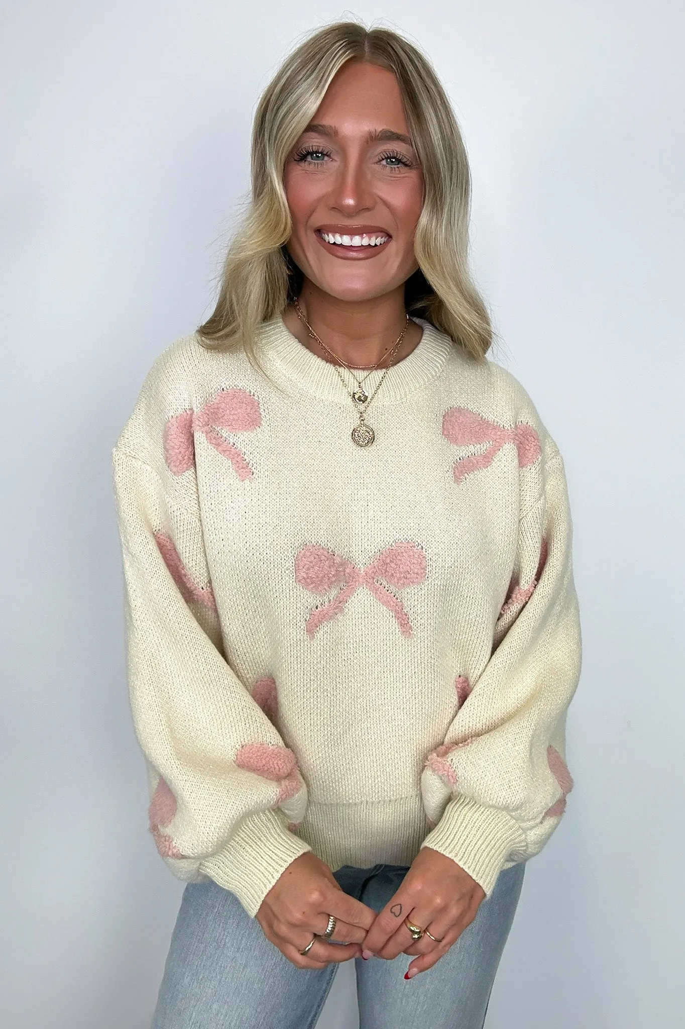 Ribbons and Bows Oversized Knit Sweater