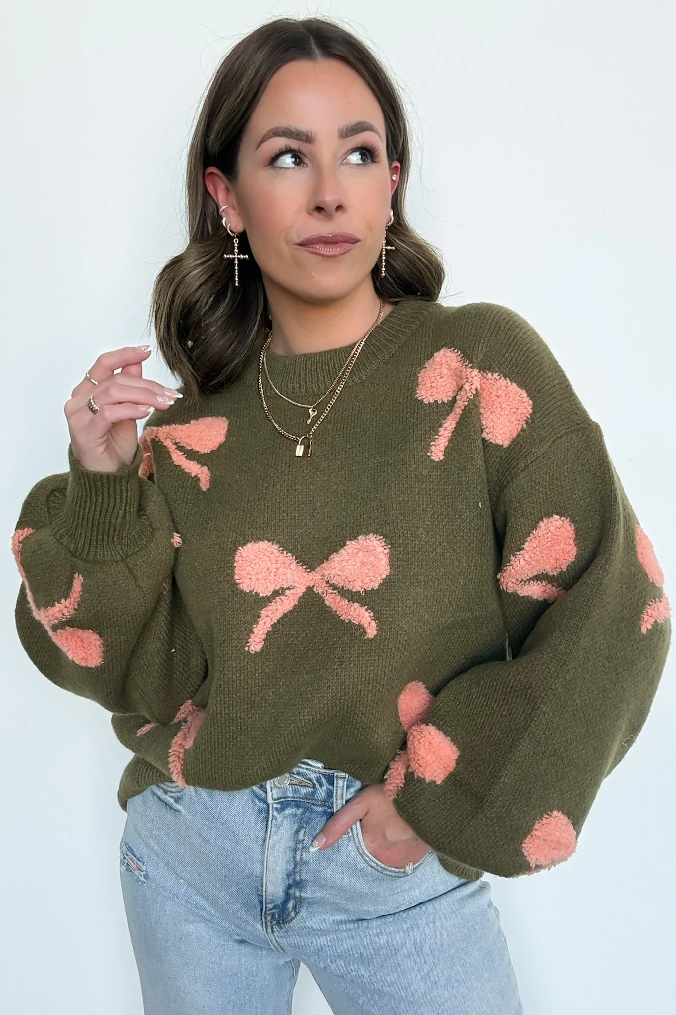 Ribbons and Bows Oversized Knit Sweater