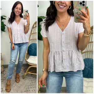 Rilie Striped Peplum Hem Top - FINAL SALE