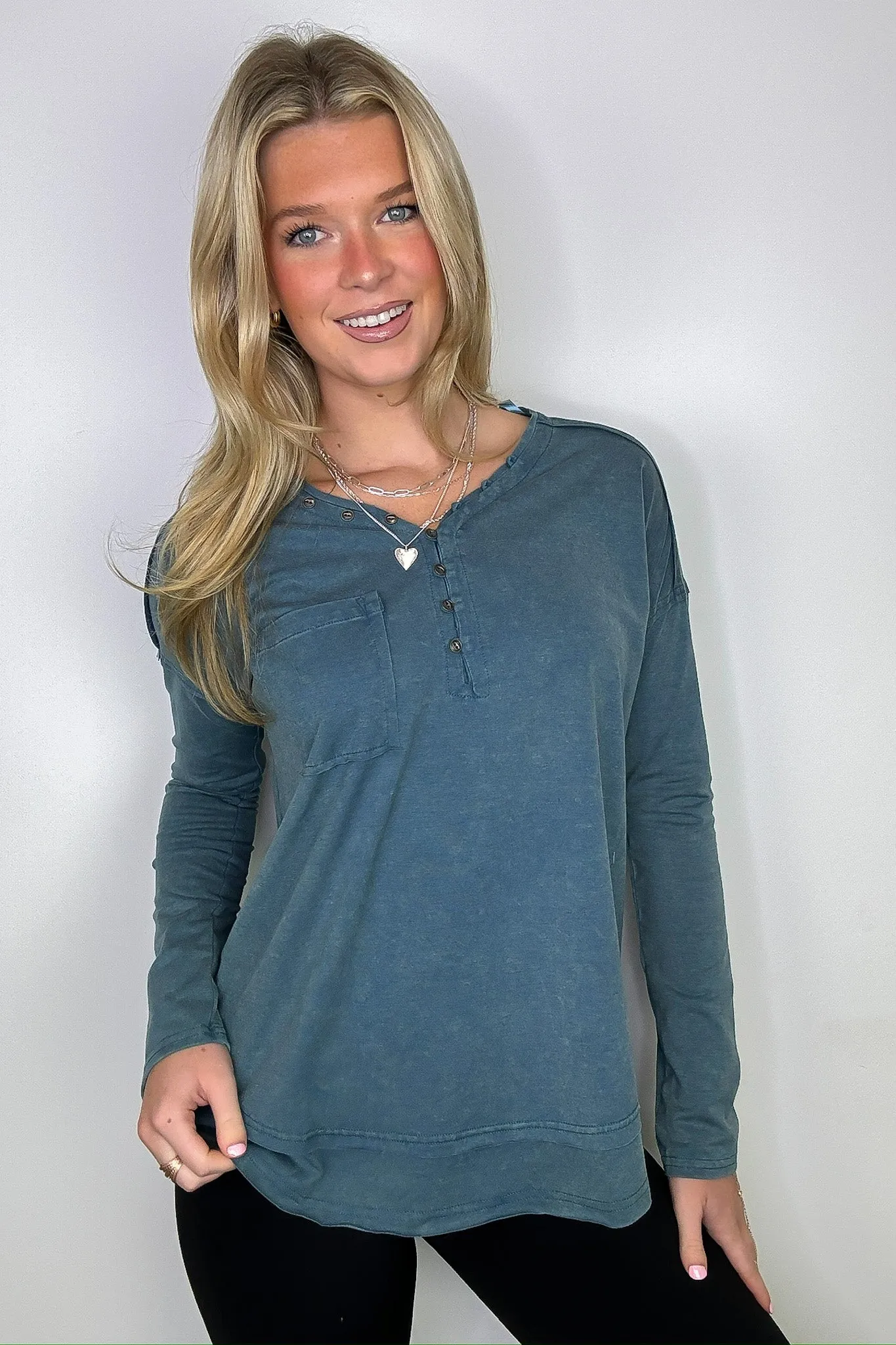 Robyn Mineral Washed Henley Top